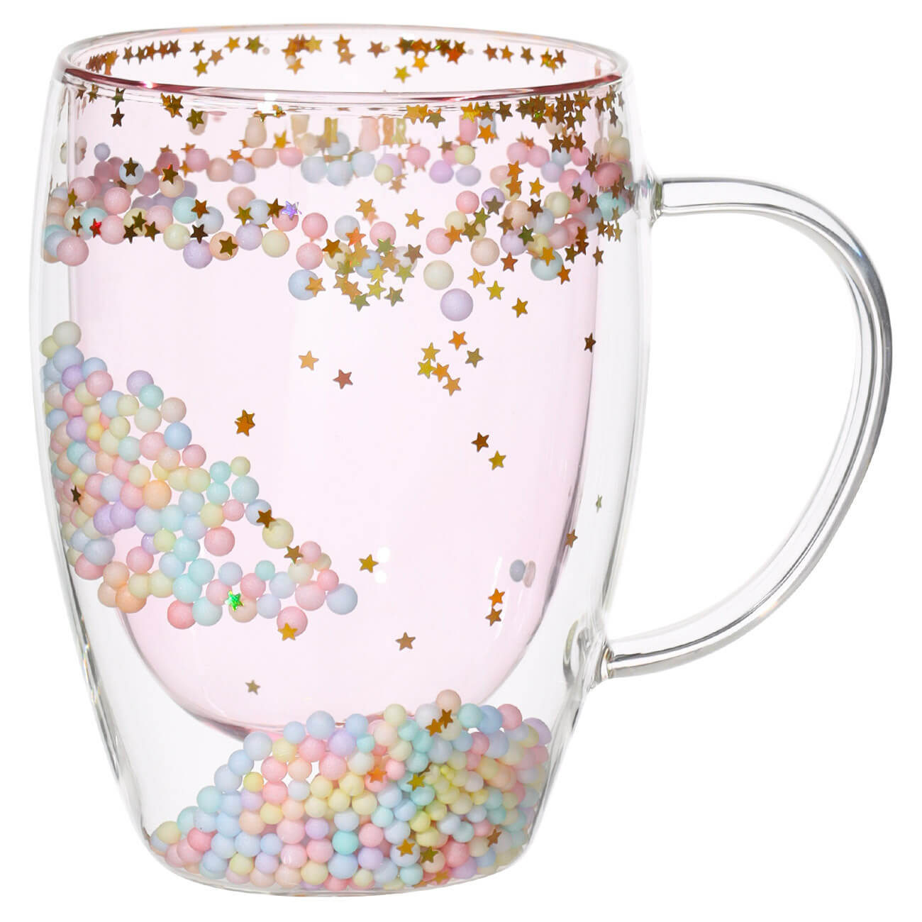 Кружка, 330 мл, с шариками, стекло Б, розовая, Звезды, Air sparkly изображение № 1