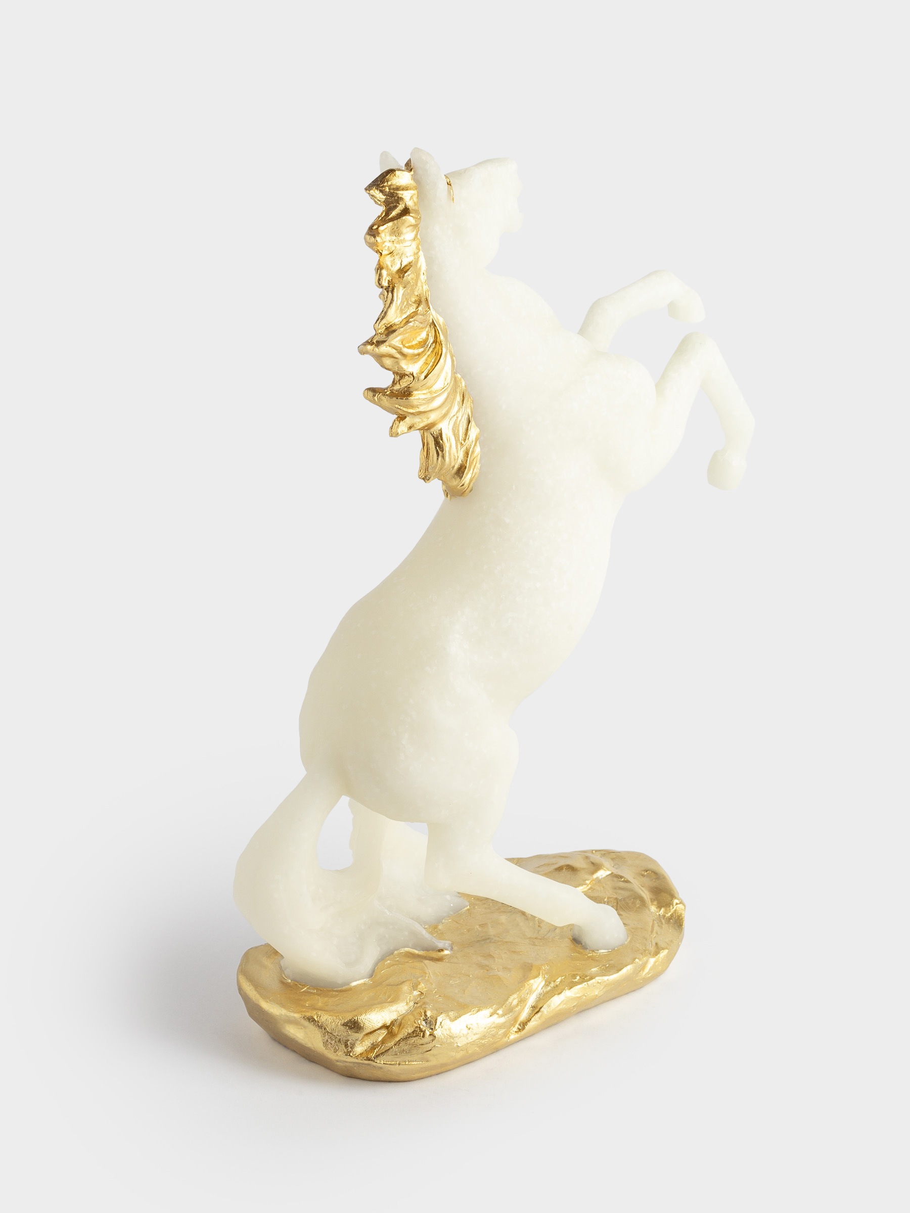 Статуэтка, 26 см, полирезин, золотисто-белая, Лошадь на задних ногах, Horse white, image-4