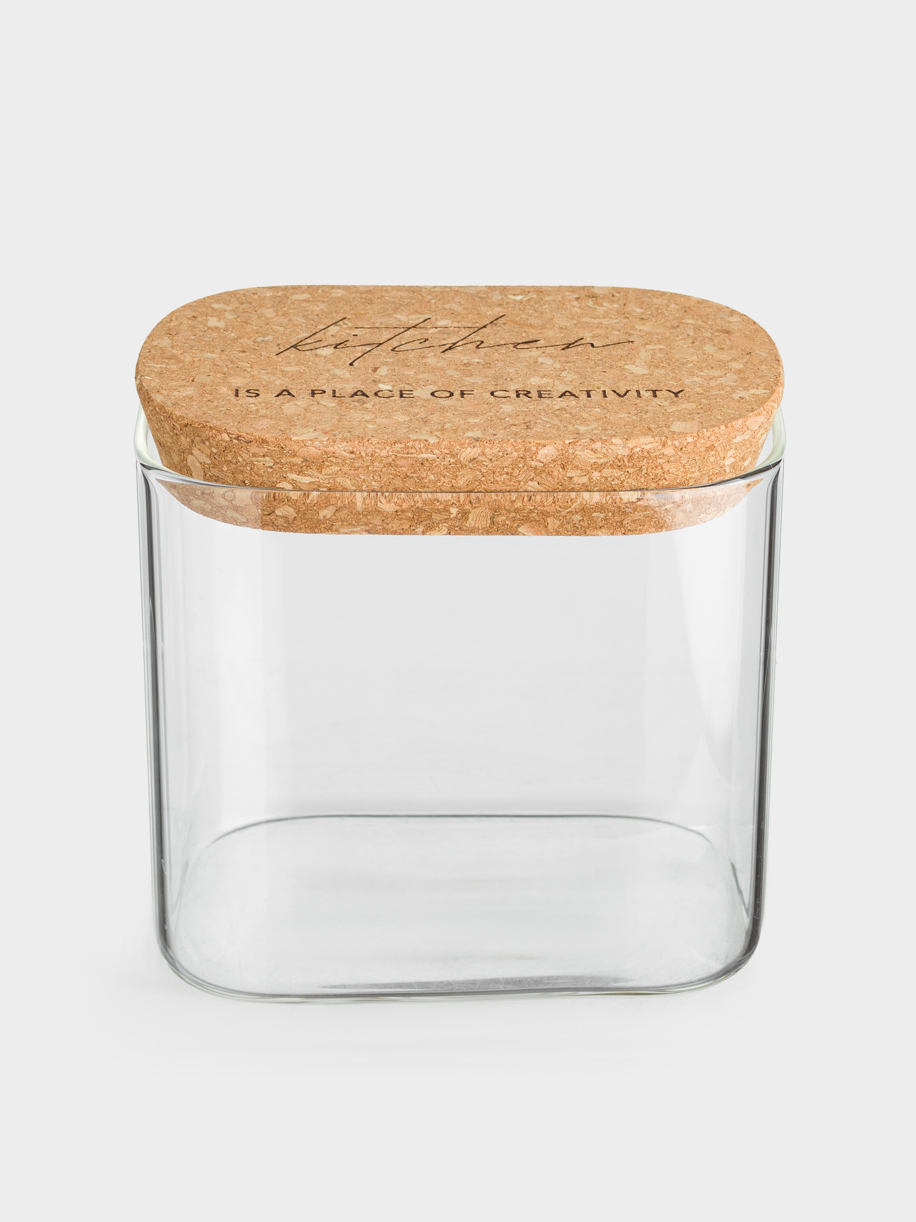 Банка для сыпучих продуктов, 600 мл, стекло/пробка, прямоугольная, Clear cork, image-1