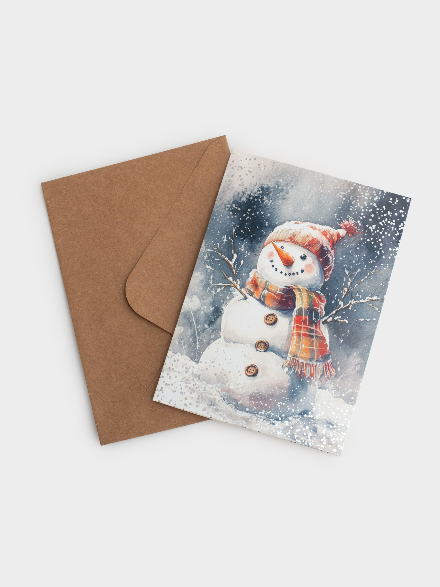Открытка подарочная, 12х17 см, бумага, серебристая, Снеговик, Snowy, image-5