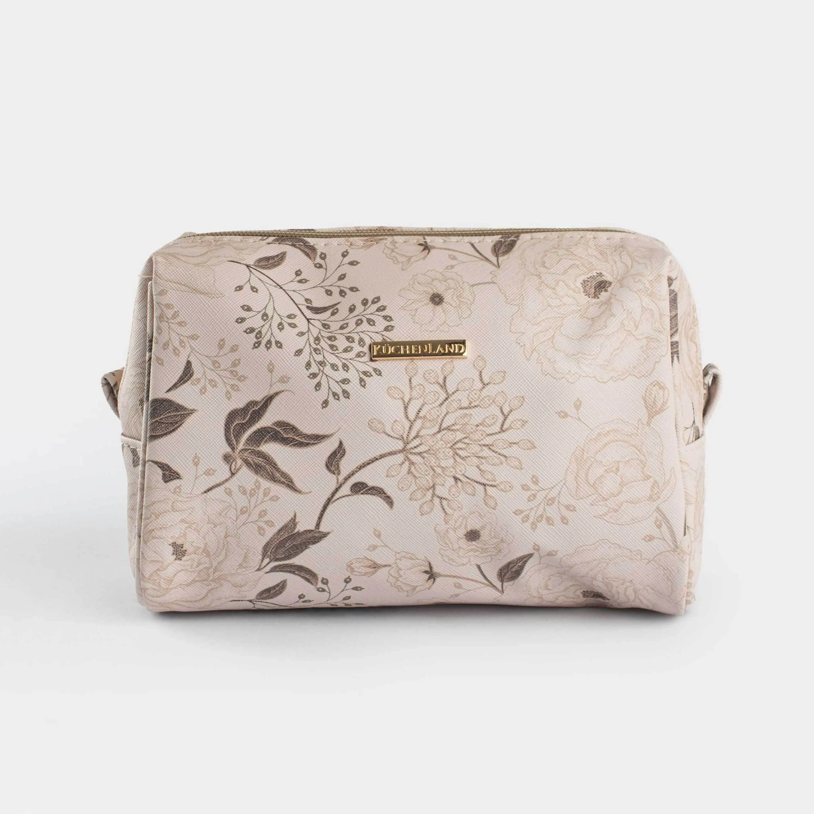 Косметикалық сөмке, 21х13 см, полиуретан, сарғылт-қоңыр, Brown flowers, Brown flowers