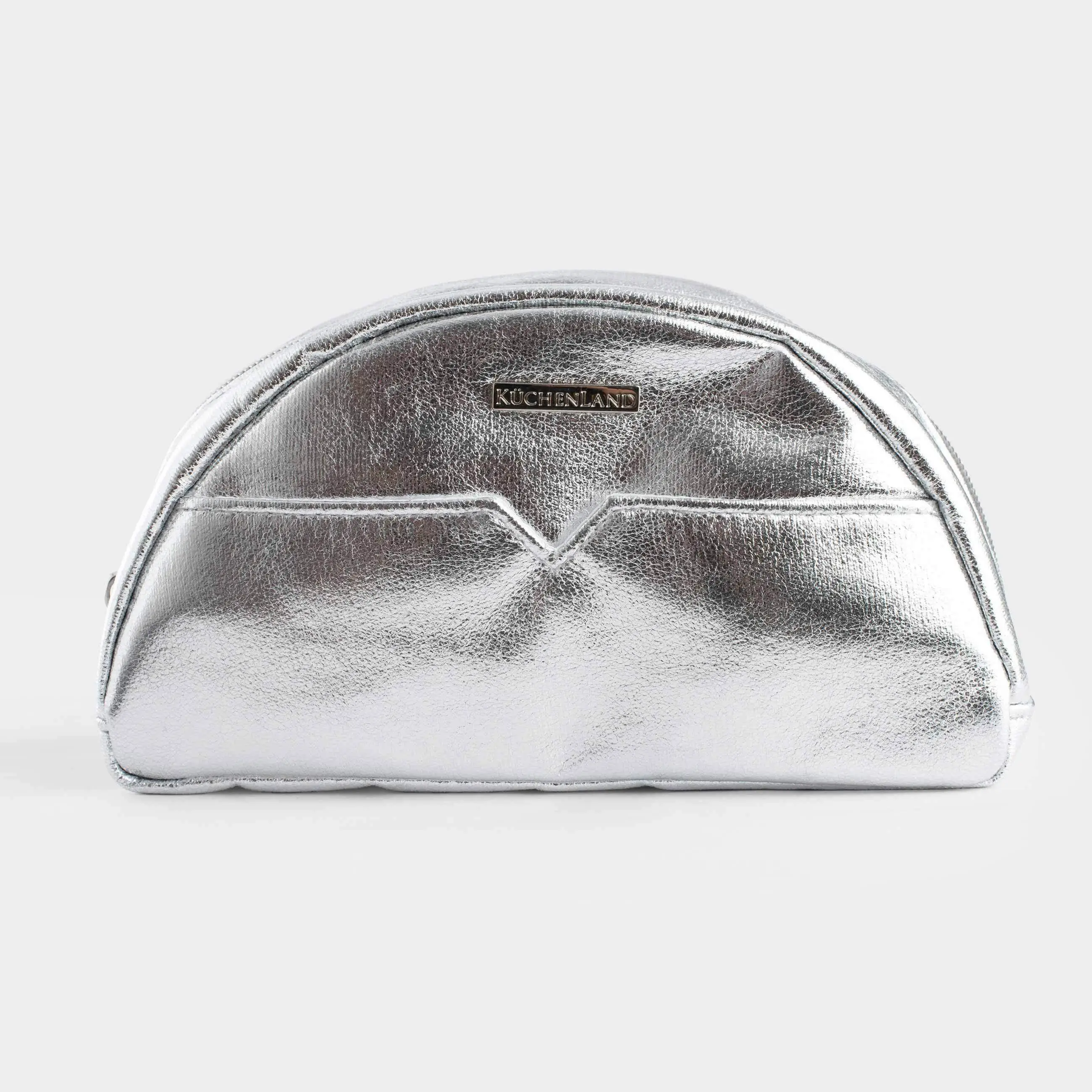 Косметичка, 22х12 см, полиуретан, серебристая, Plenden