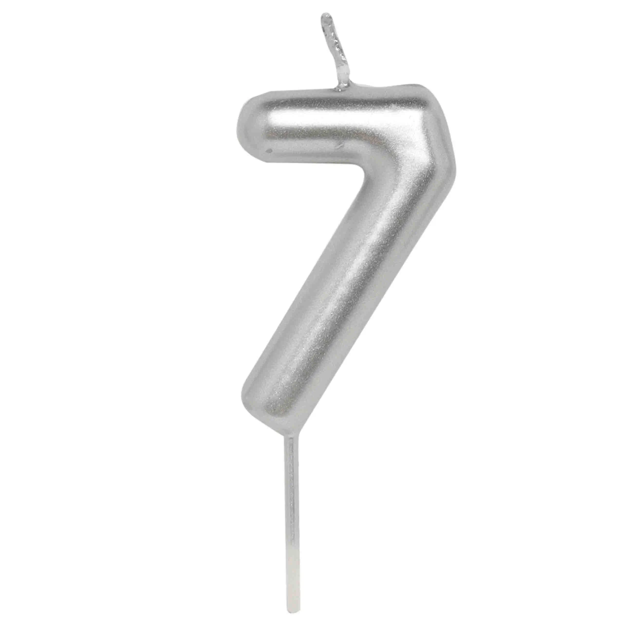 Свеча для торта, 8 см, серебристая, Цифра 7, Birthday party, image-0