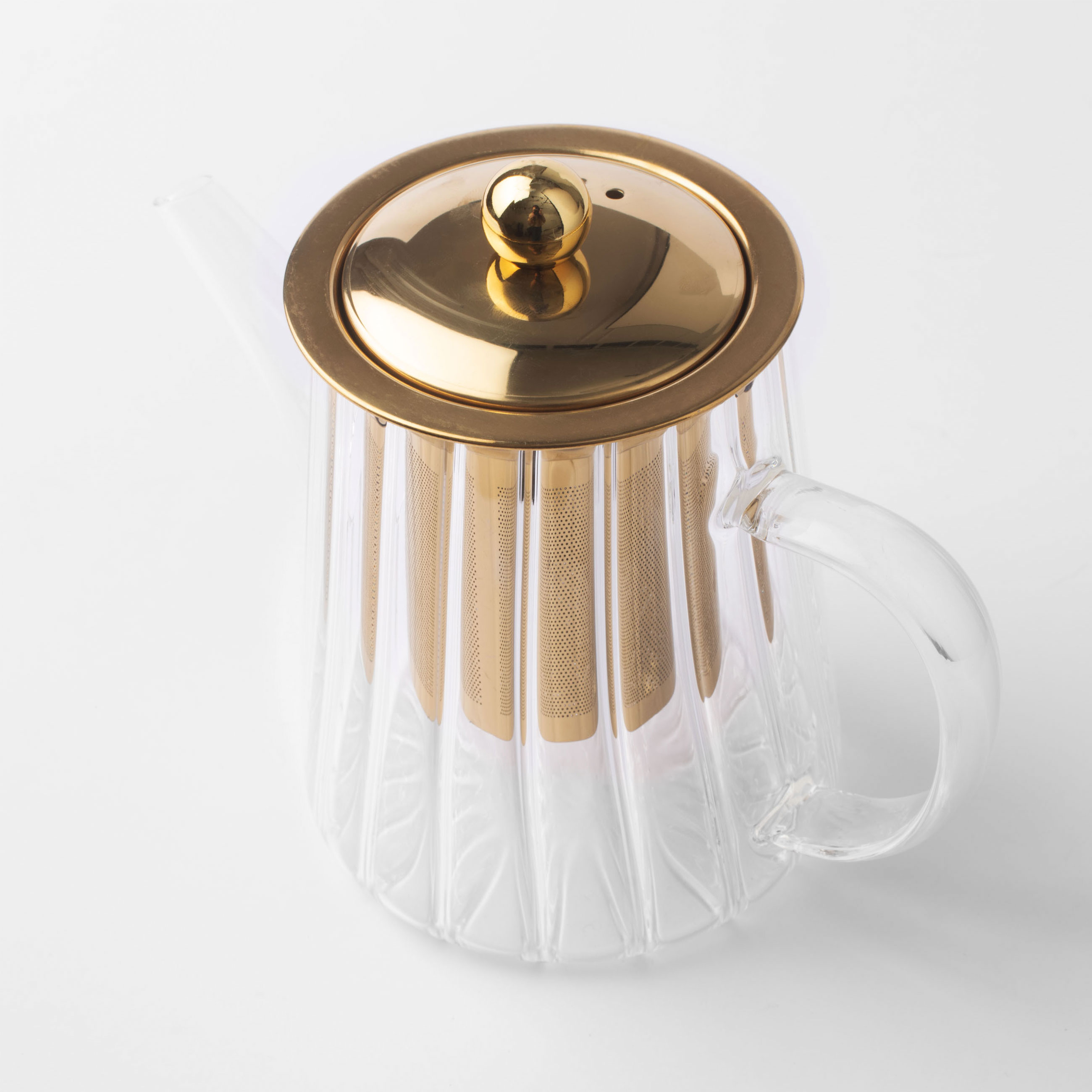 Чайник заварочный, 600 мл, стекло Б/сталь, золотистый, Camellia gold, image-1