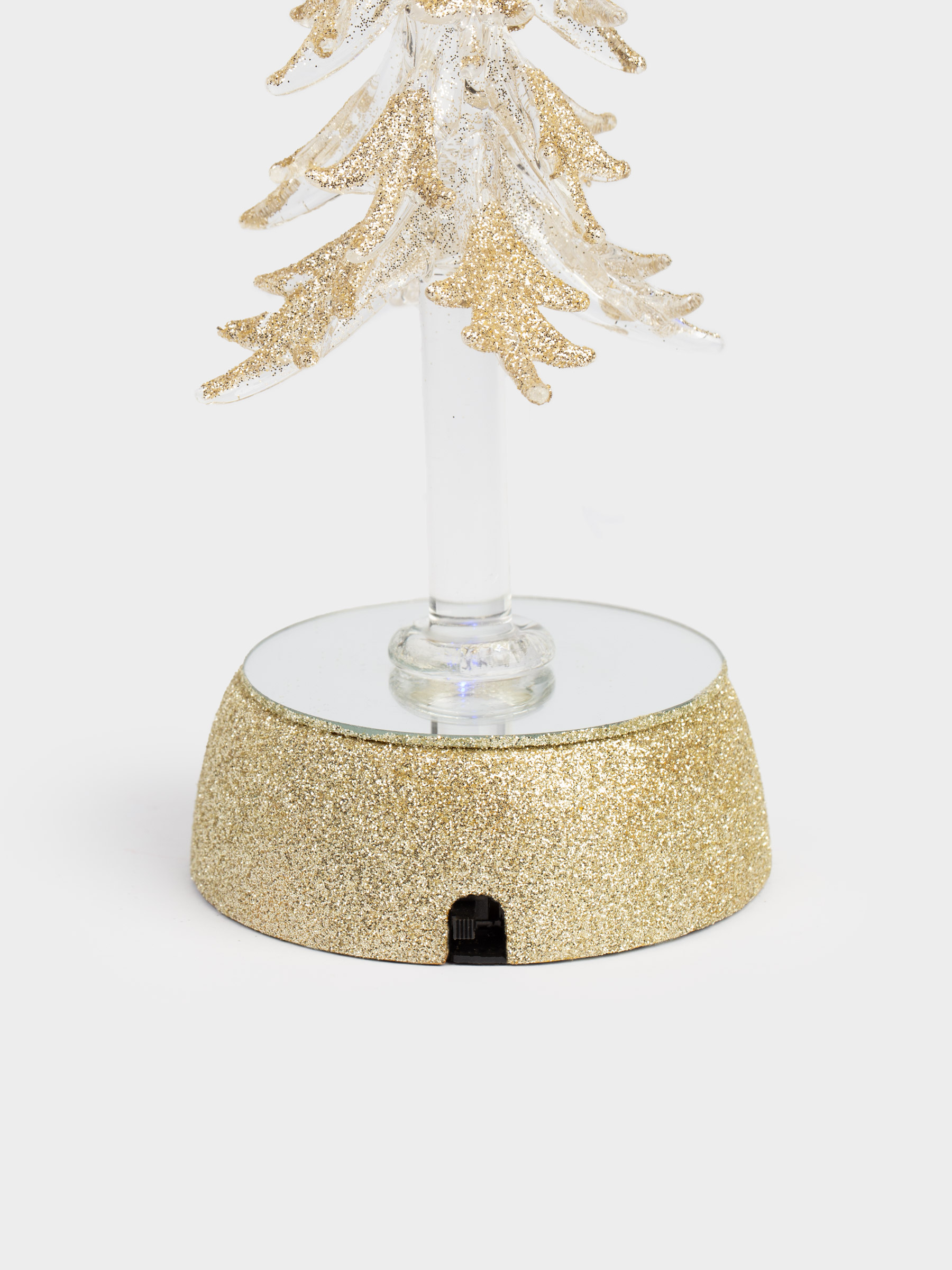 Статуэтка с подсветкой, 18 см, с подвесками, стекло, серебристая, Ель, Christmas vitreous, image-2