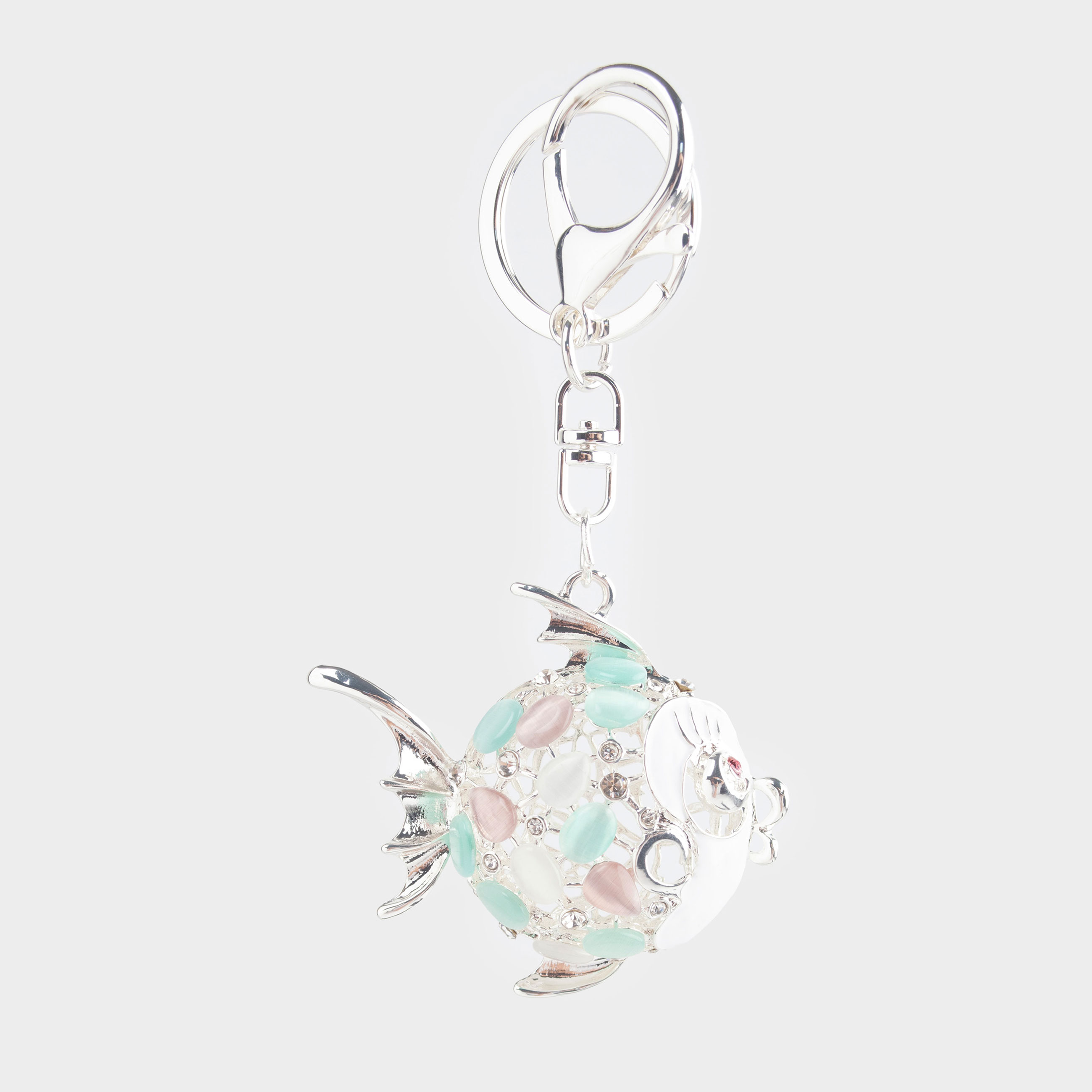 Салпыншақ, 12 см, металл/страздар, алтын, Шар балық, Keychain crystal