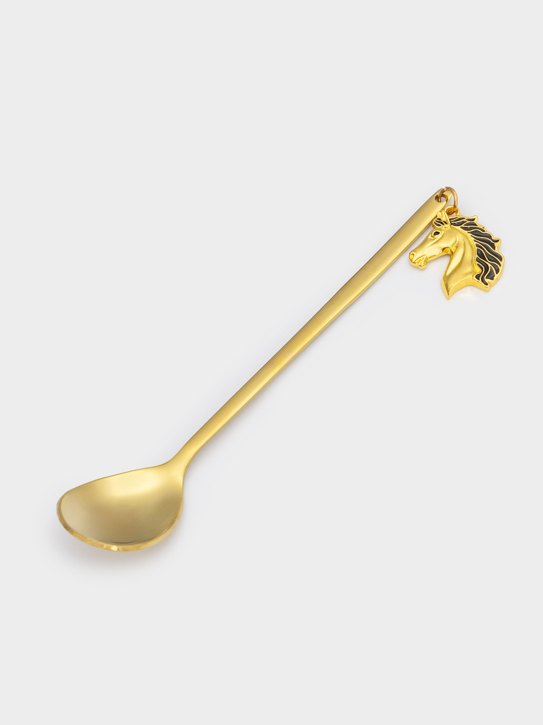 Десерт қасығы, 14 см, 2 дана, болат, алтын, Жылқы, Horse gold, image-1