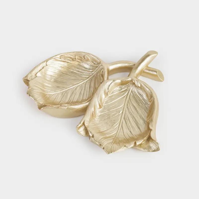 Блюдо декоративное, 18х16 см, полирезин, золотистое, Тюльпаны, Fantastic gold ,image-0