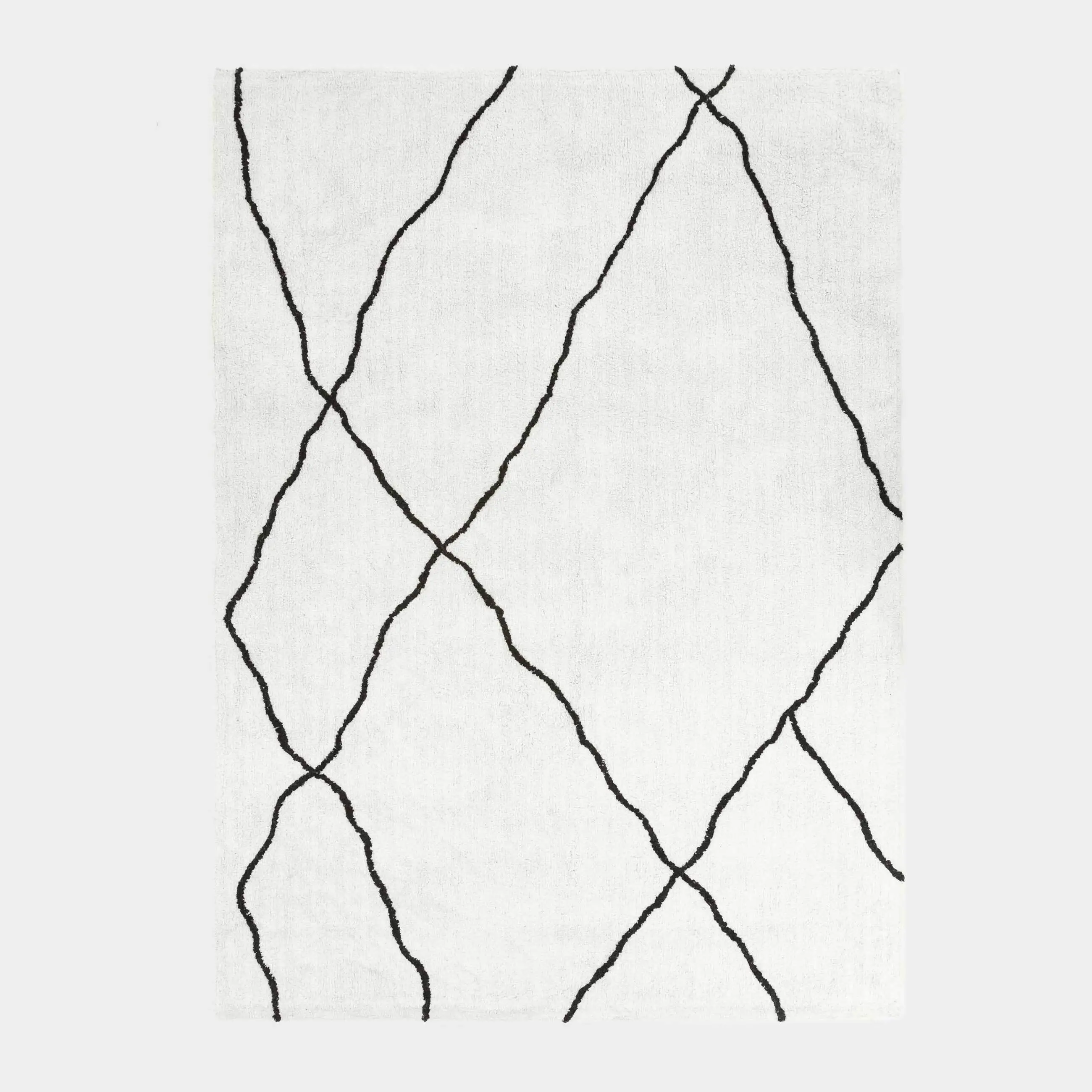 Ковер, 150х210 см, хлопок, молочный, Линии, Rhombic, image-0