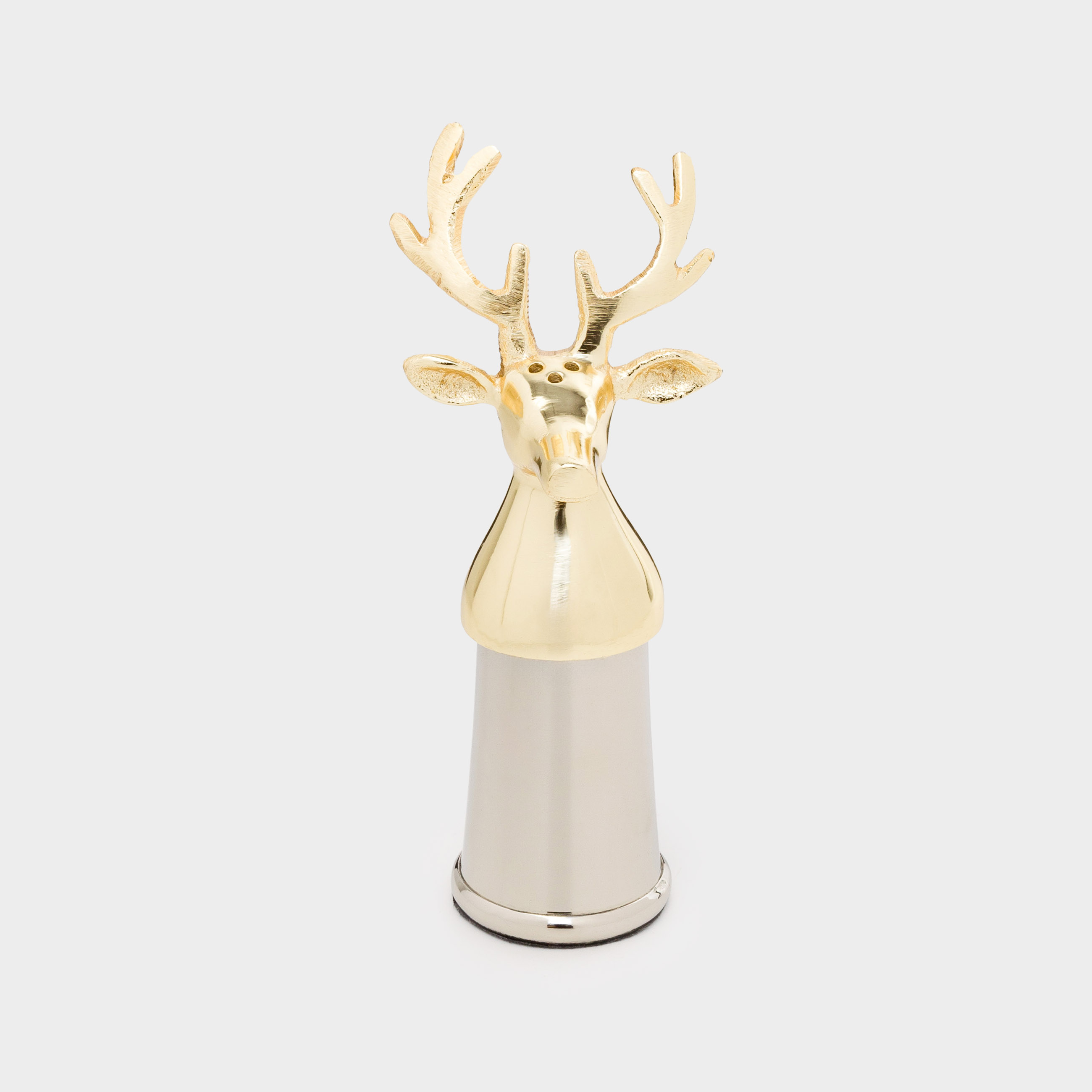 Емкость для соли или перца, 16 см, металл, серебристо-золотистая, Олень, Arctic deer, image-1