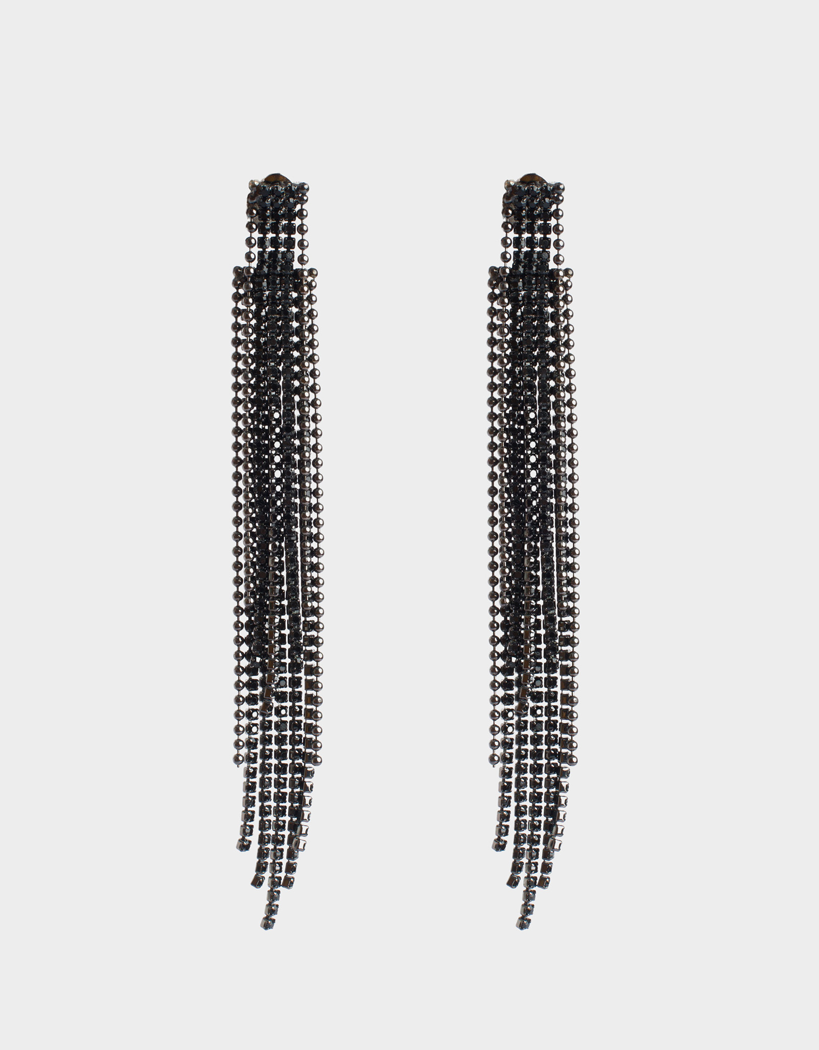 Серьги-пусеты, 10 см, 2 шт, металл, черные, Цепи, Jewelry black, image-0
