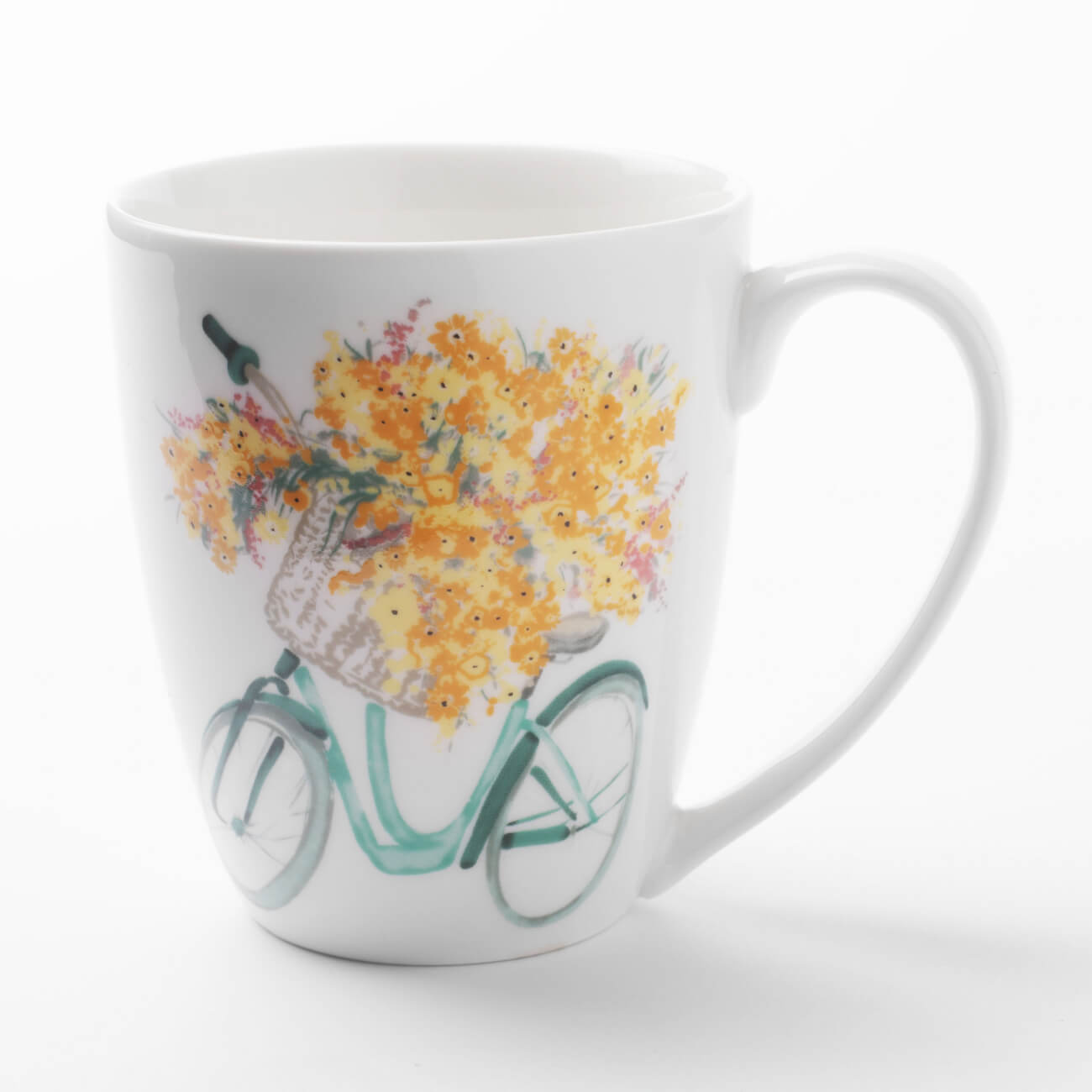 Кружка, 320 мл, фарфор N, белая, Велосипед с цветами, Secret garden изображение № 1