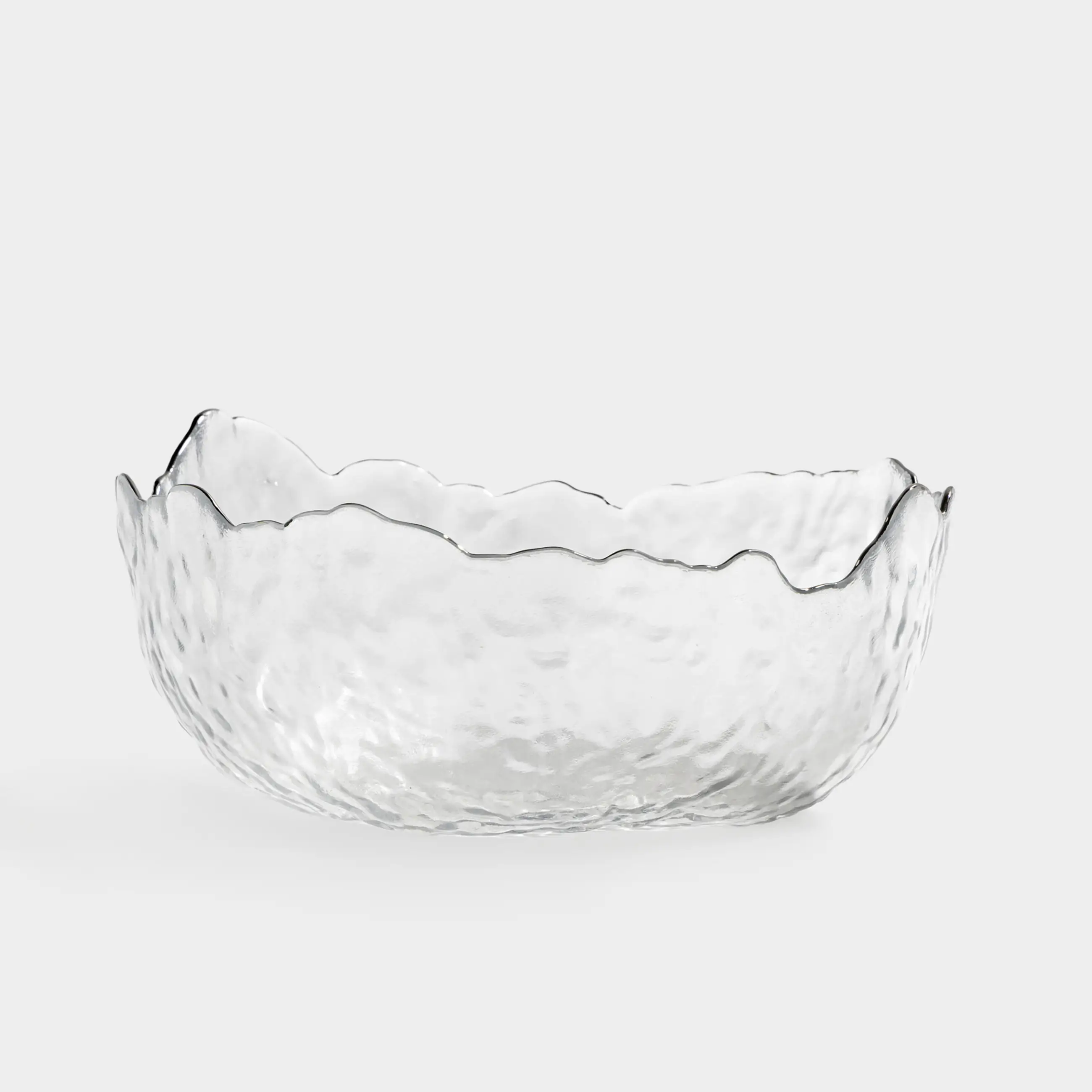 Салатник, 20х9 см, 1,1 л, стекло, с серебристым кантом, Nautilus silver