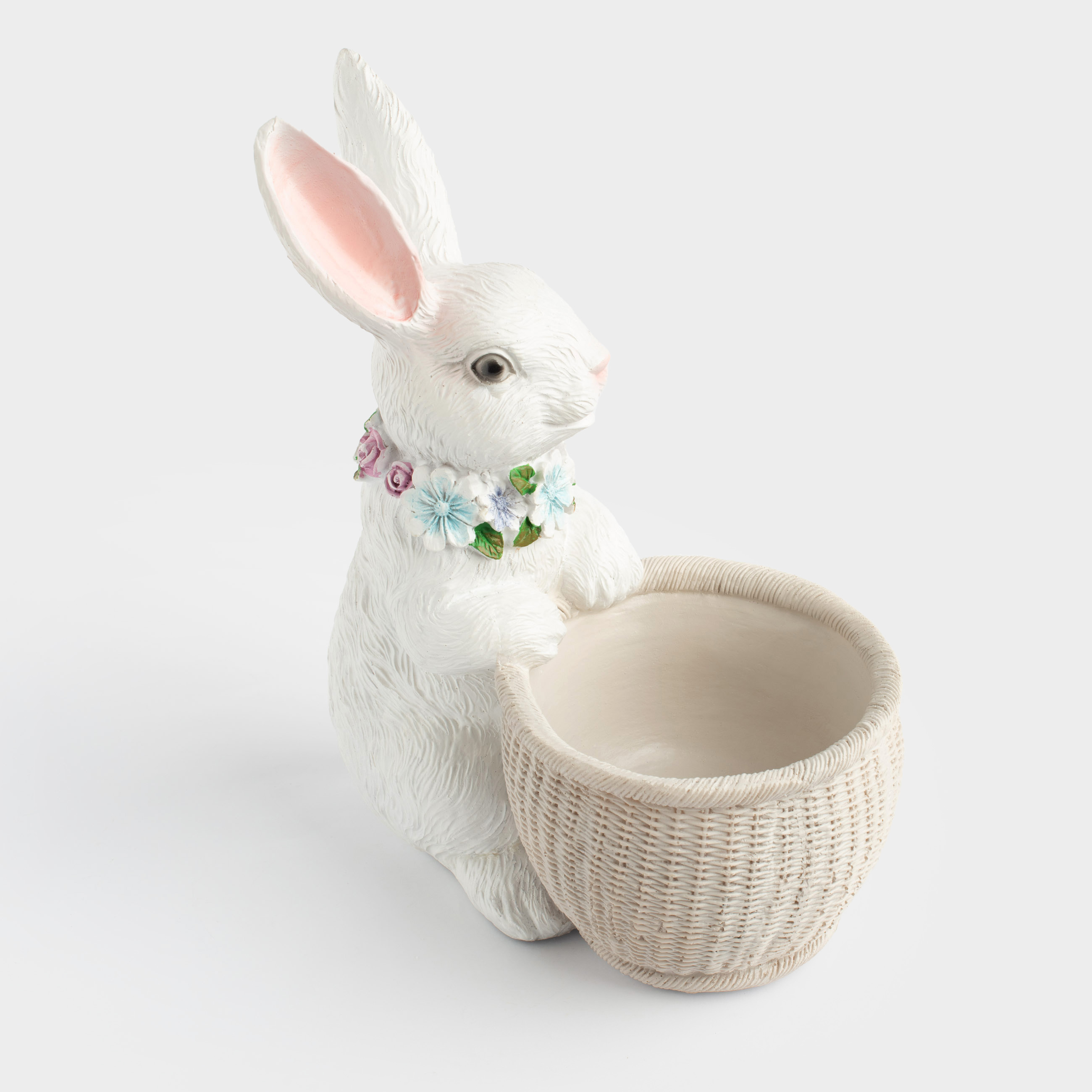 Конфетница, 21x27 см, полирезин, серо-бежевая, Кролик с корзинкой, Easter, image-4