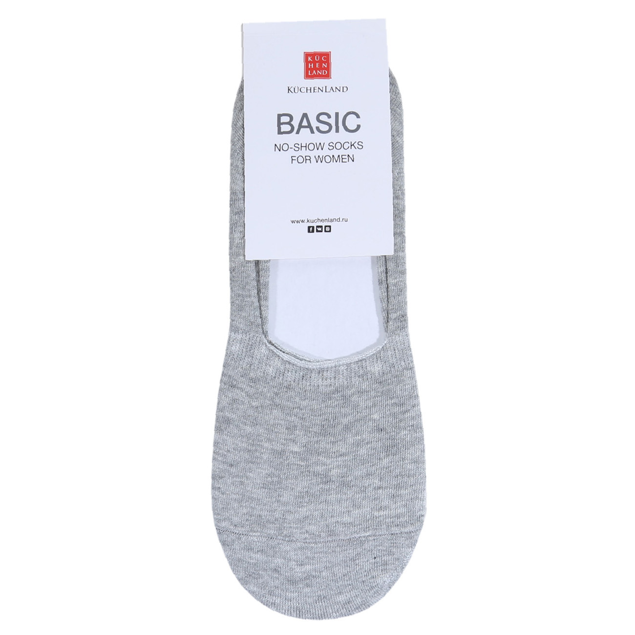 Носки-следки женские,  хлопок/полиэстер, серые, Basic, image-0