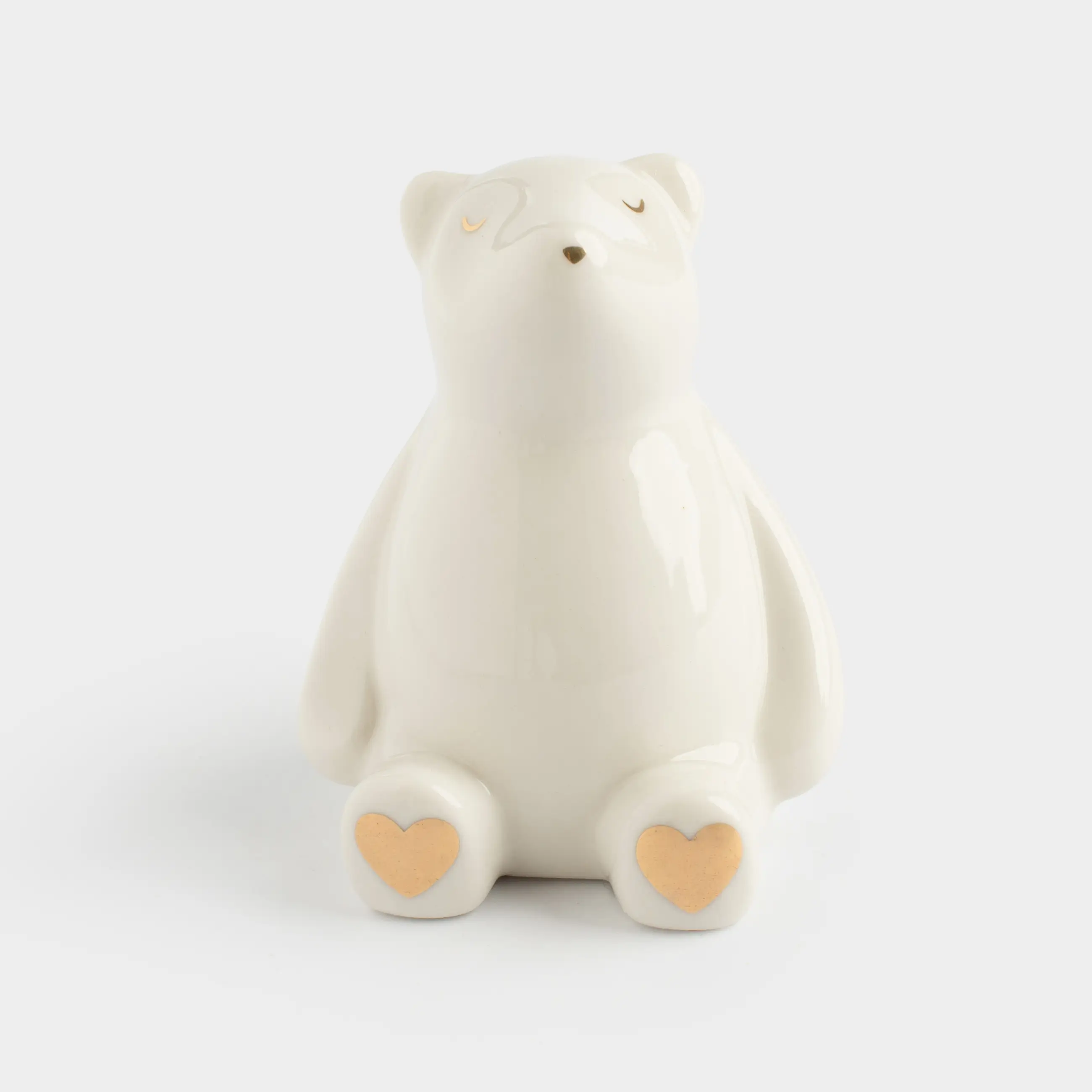 Статуэтка, 8 см, фарфор P, молочно-золотистая, Мишка, Bear, image-0