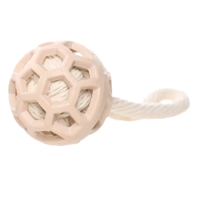Игрушка для собак, 7х21 см, резина/хлопок, бежевая, Шар на петле, Playful pet ,image-0
