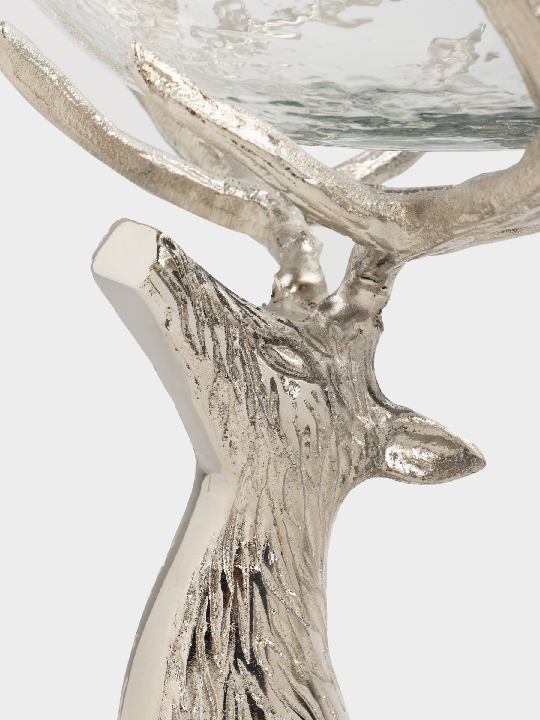 Жеміс вазасы, 26х38 см, аяқты, шыны/металл, күміс, Бұғы, Arctic deer, image-5