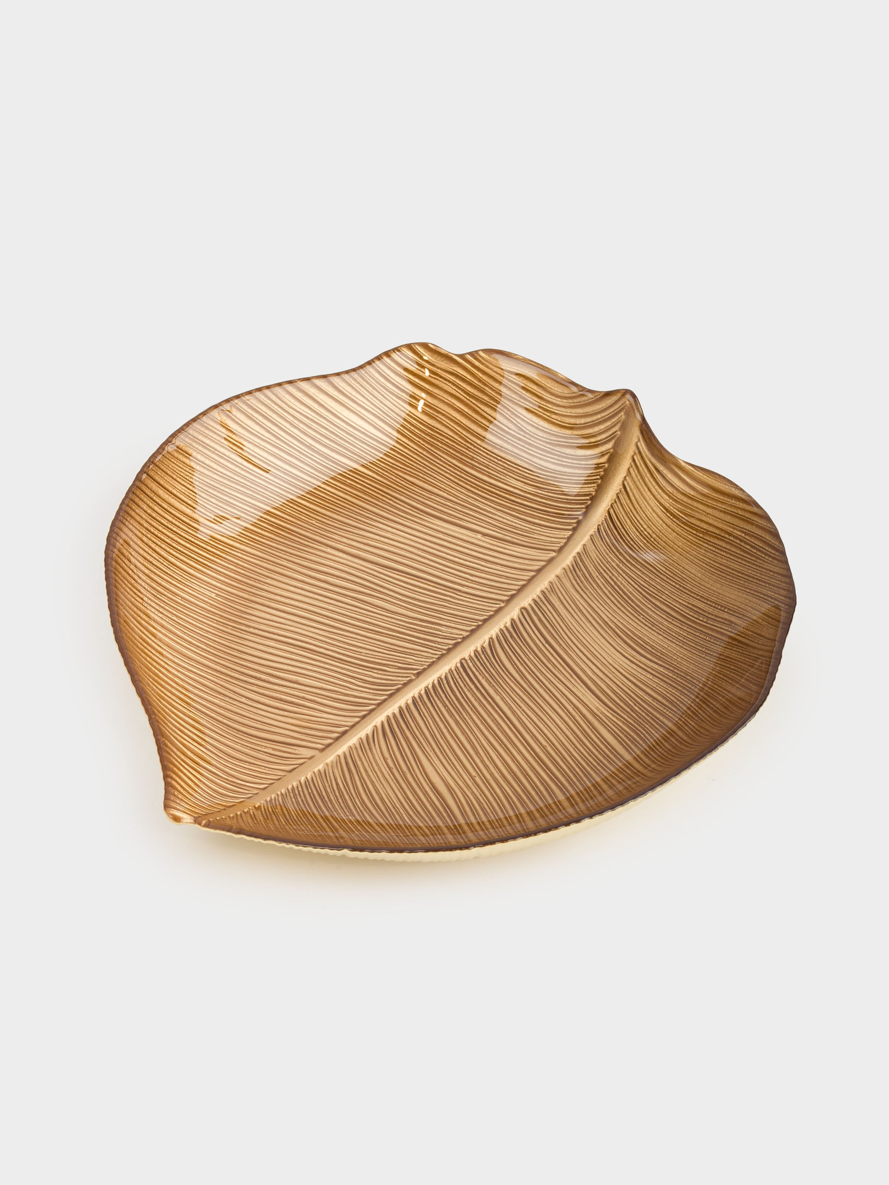 Блюдо, 21х19х3 см, стекло, золотистое, Тропический лист, Hosta, image-3