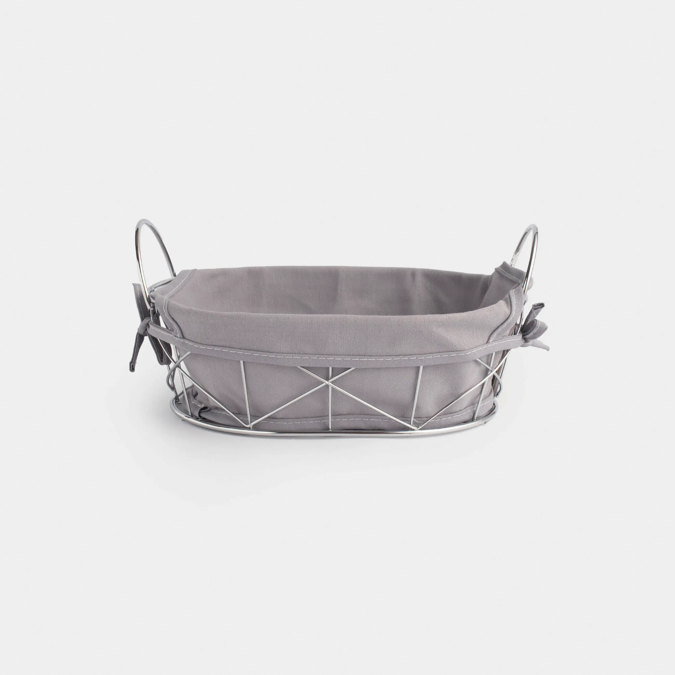 Нан себеті, 28х20 см, мақта/металл, сопақ, сұр/күміс, Twist silver