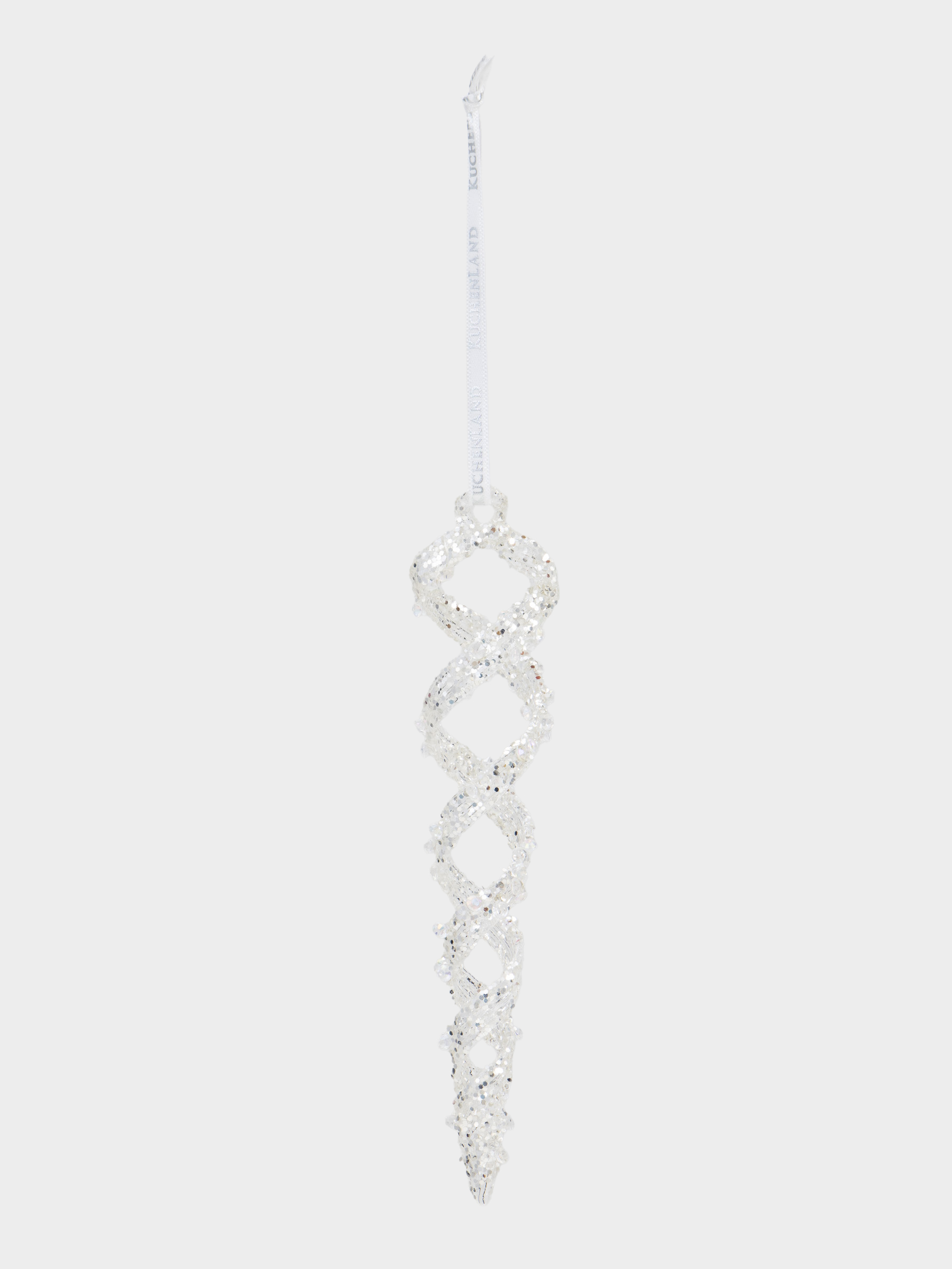 Шырша ойыншығы, 17 см, шыны, жылтырақтары бар, күміс, Мұз, Figure sparkle, image-1