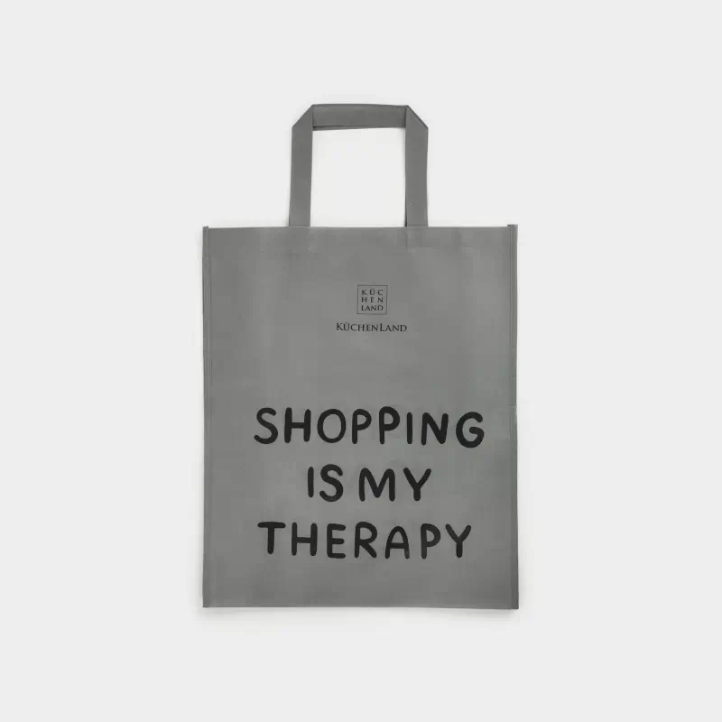 Сумка-шоппер, 34х30 см, полипропилен, серая, Дизайн, Shopping font ,image-0