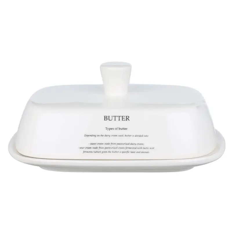 Масленка, 18 см, керамика, прямоугольная, белая, Butter, Course ,image-0