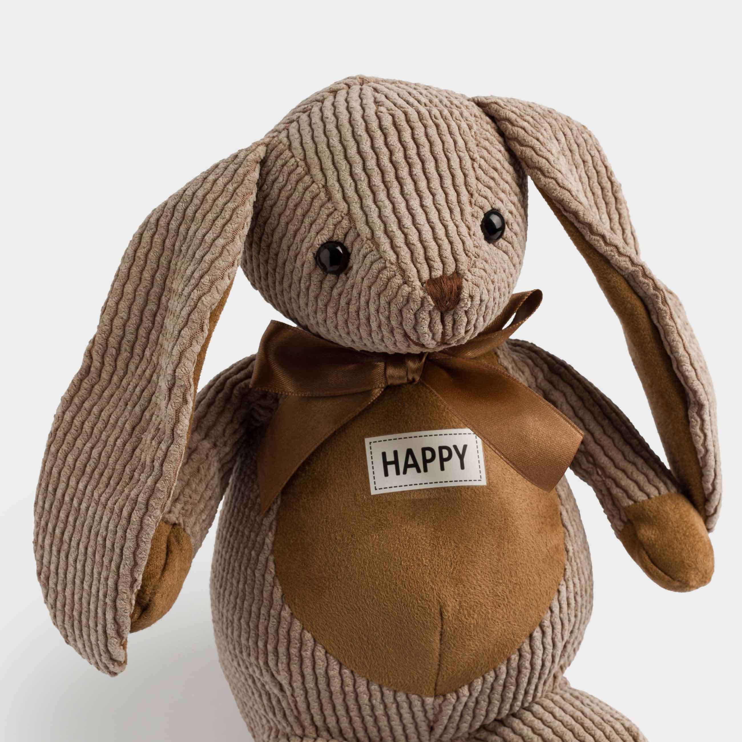 Игрушка, 21 см, мягкая, полиэстер, коричневая, Зайка с бантиком, Rabbit, image-1
