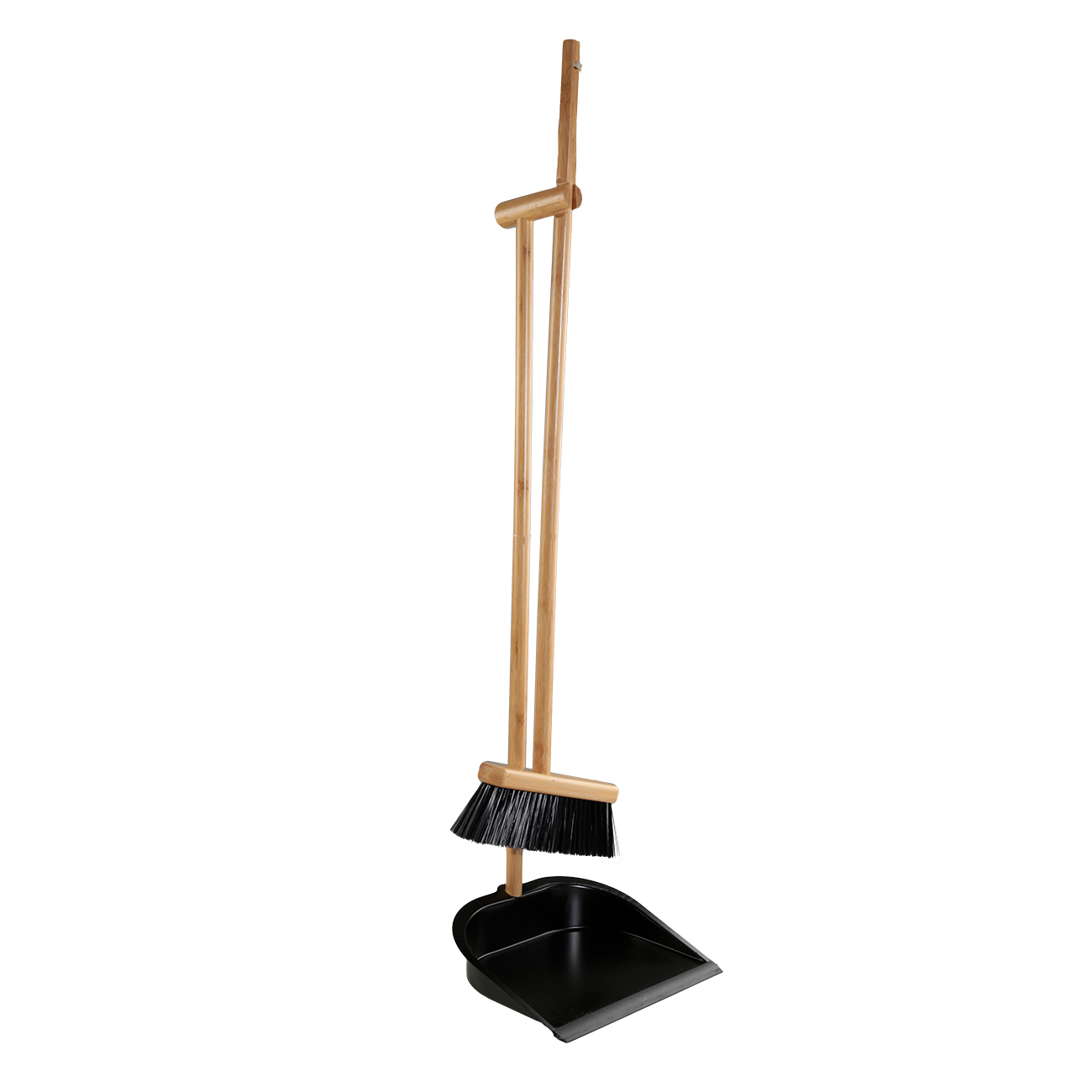 Щетка для мусора, с совком, 93 см, пластик/бамбук/сталь, черная, Black clean, image-0
