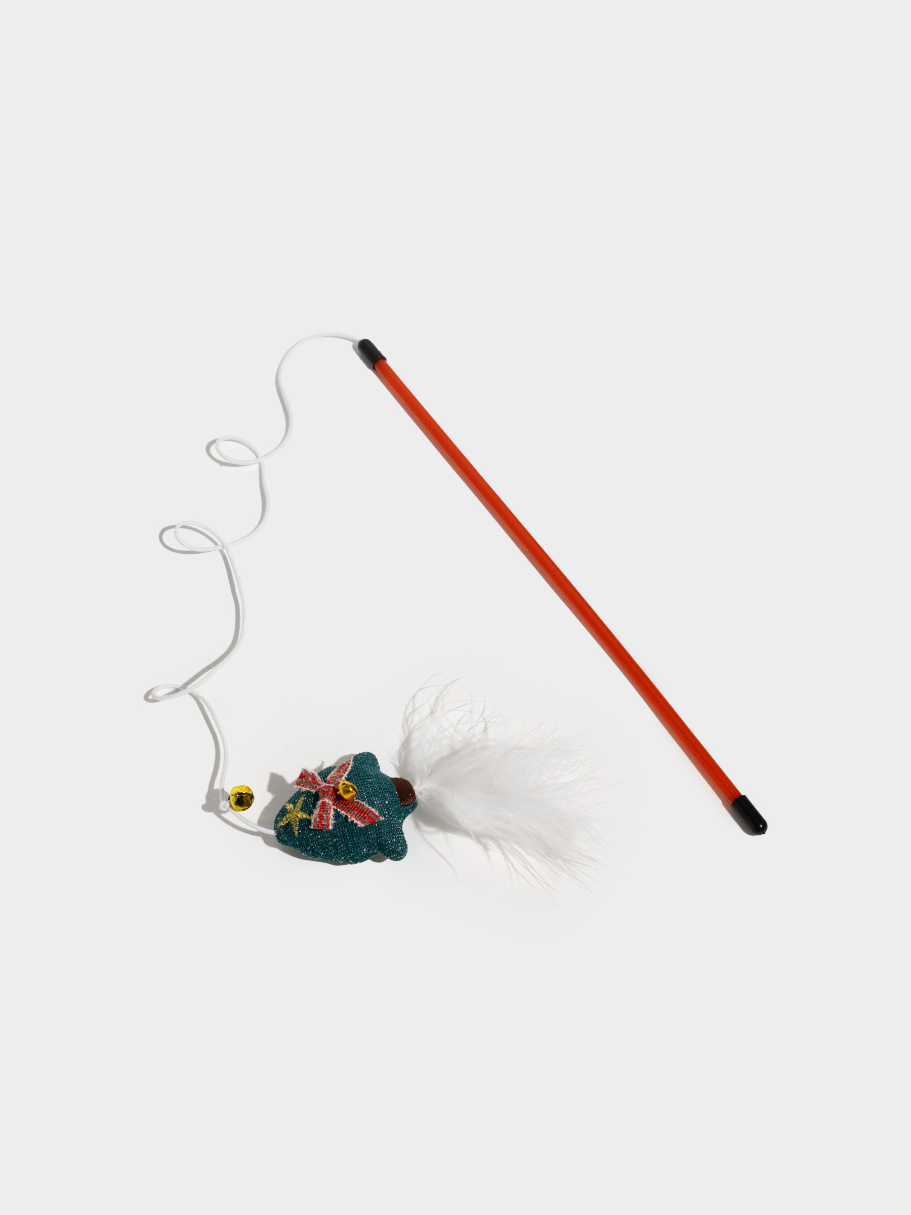 Мысықтарға арналған қармақ ойыншық, 90 см, қоңырауы бар, пластик/полиэстер, Шырша, Christmas pet, image-0