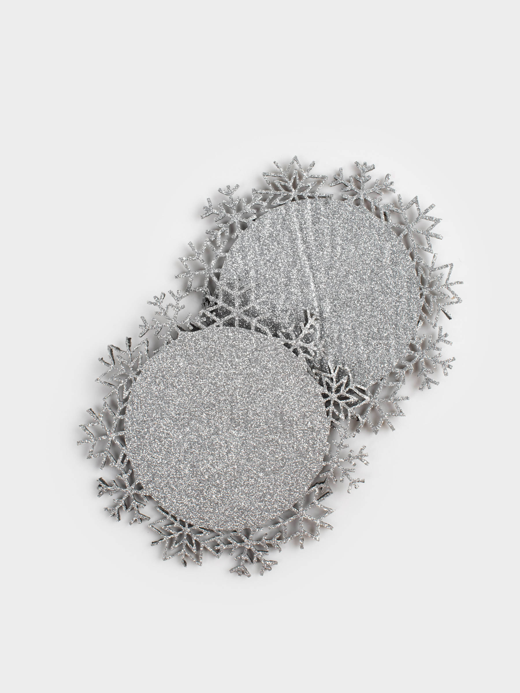 Саптыаяқ тұғыры, 12 см, 2 дана, киіз, бұйра, күміс, Қар ұшқындары, Felt mat, image-0