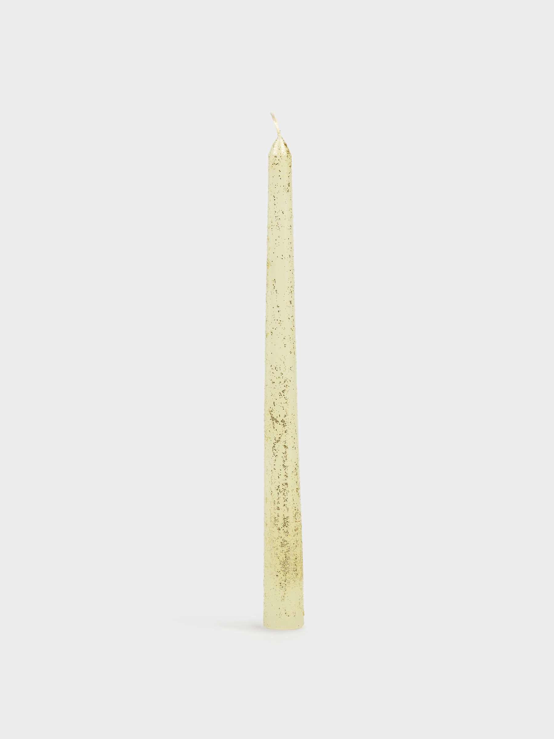 Шам, 25 см, жіңішке, жылтырақтары бар, сүт түстес, Sparkly candle, image-0