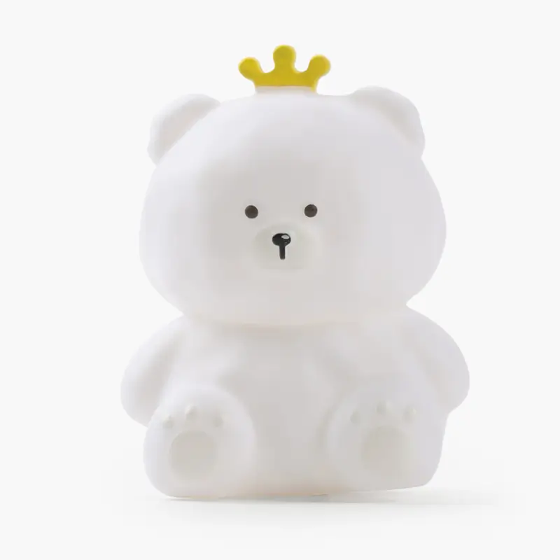 Светильник декоративный, 11 см, пластик, белый, Мишка в короне, Bear ,image-0