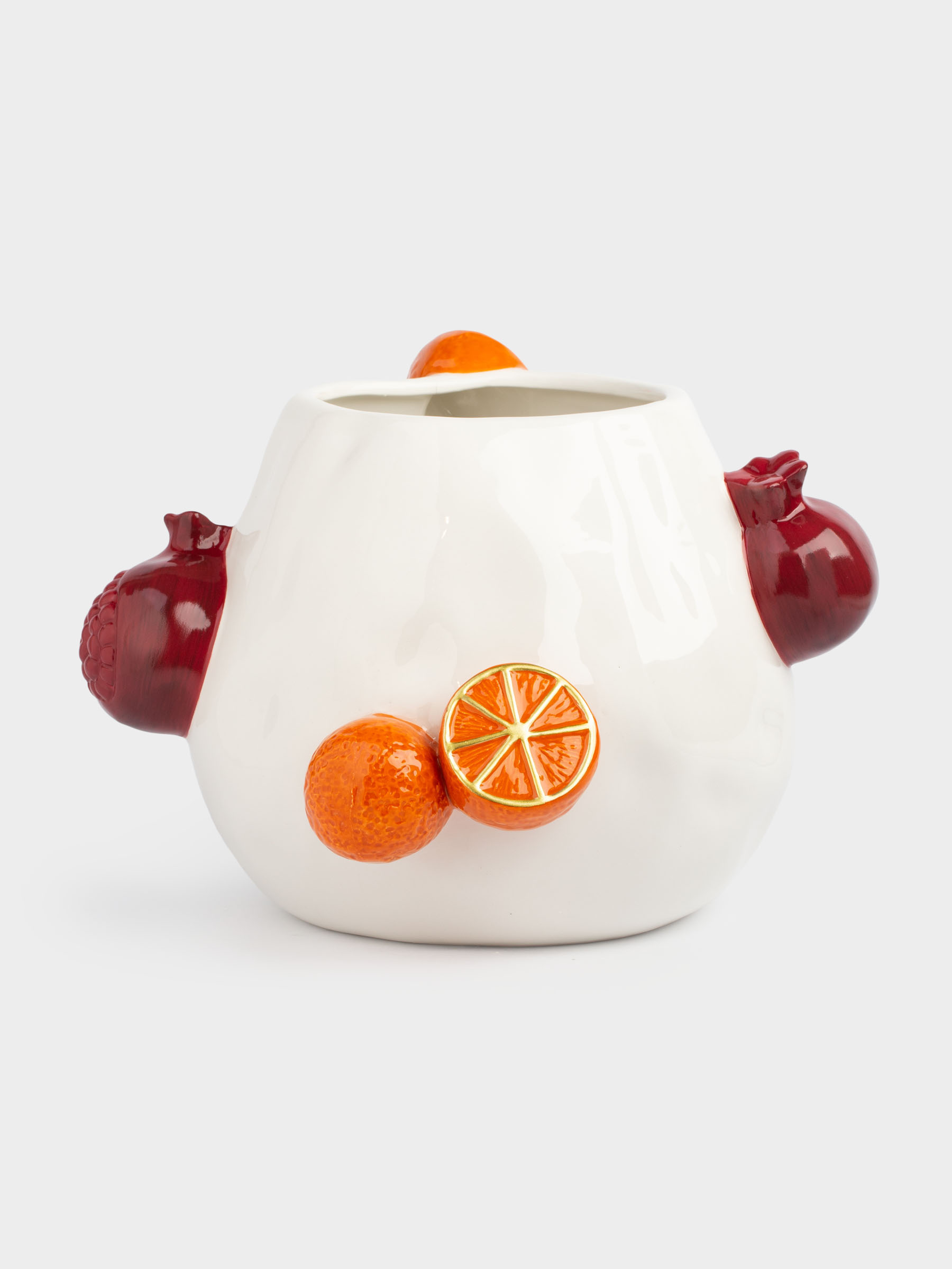 Ваза для цветов, 19 см, декоративная, керамика, Гранаты и мандарины, Fruit, image-0