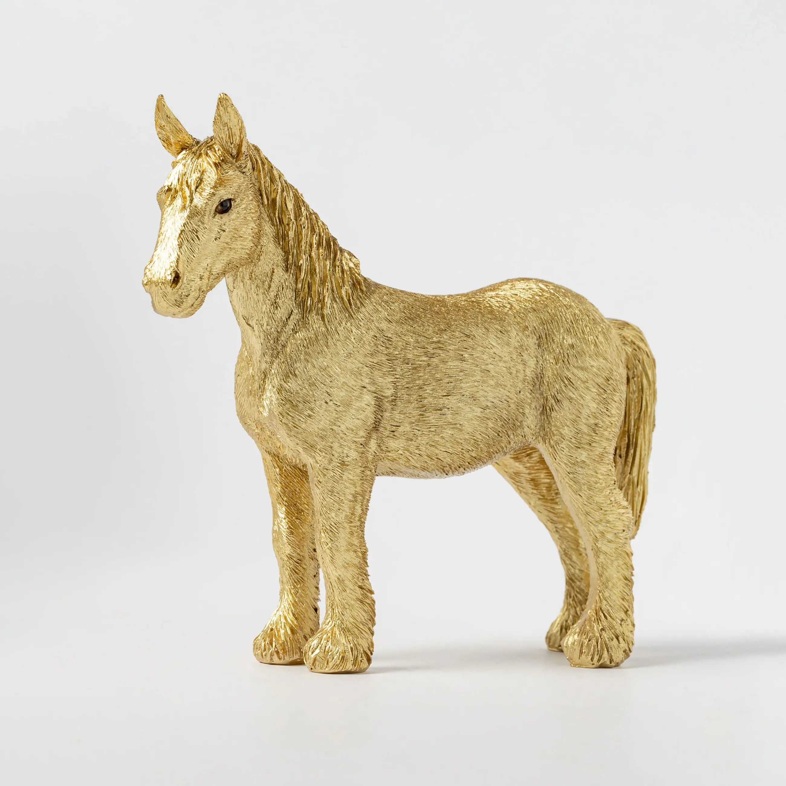 Мүсінше, 17х16 см, полирезин, алтын, Жылқы, Horse gold