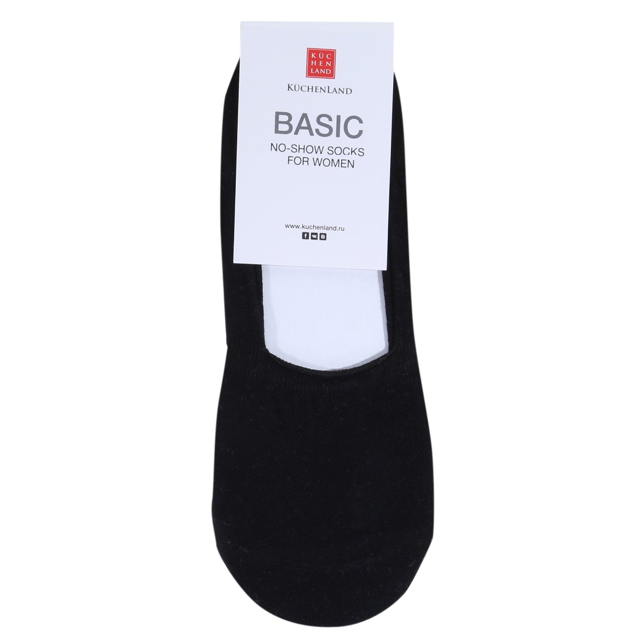 Носки-следки женские, хлопок/полиэстер, черные, Basic, image-0