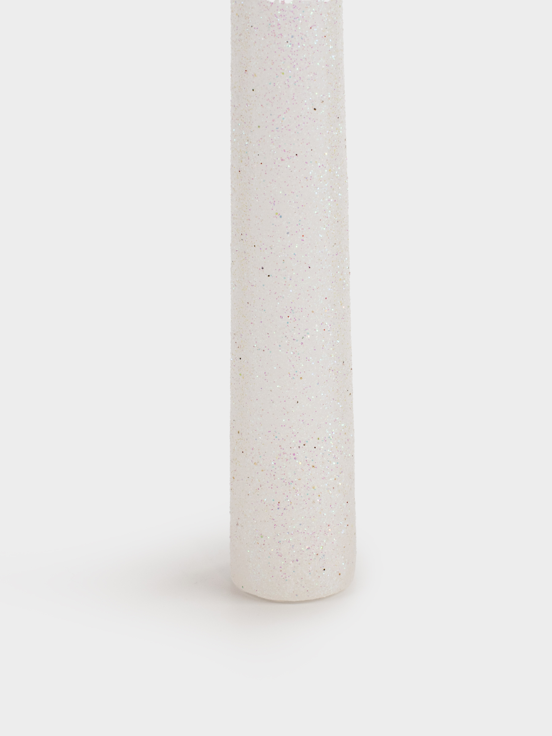 Шам, 25 см, жіңішке, жылтырақтары бар, ақ, Sparkly candle, image-2