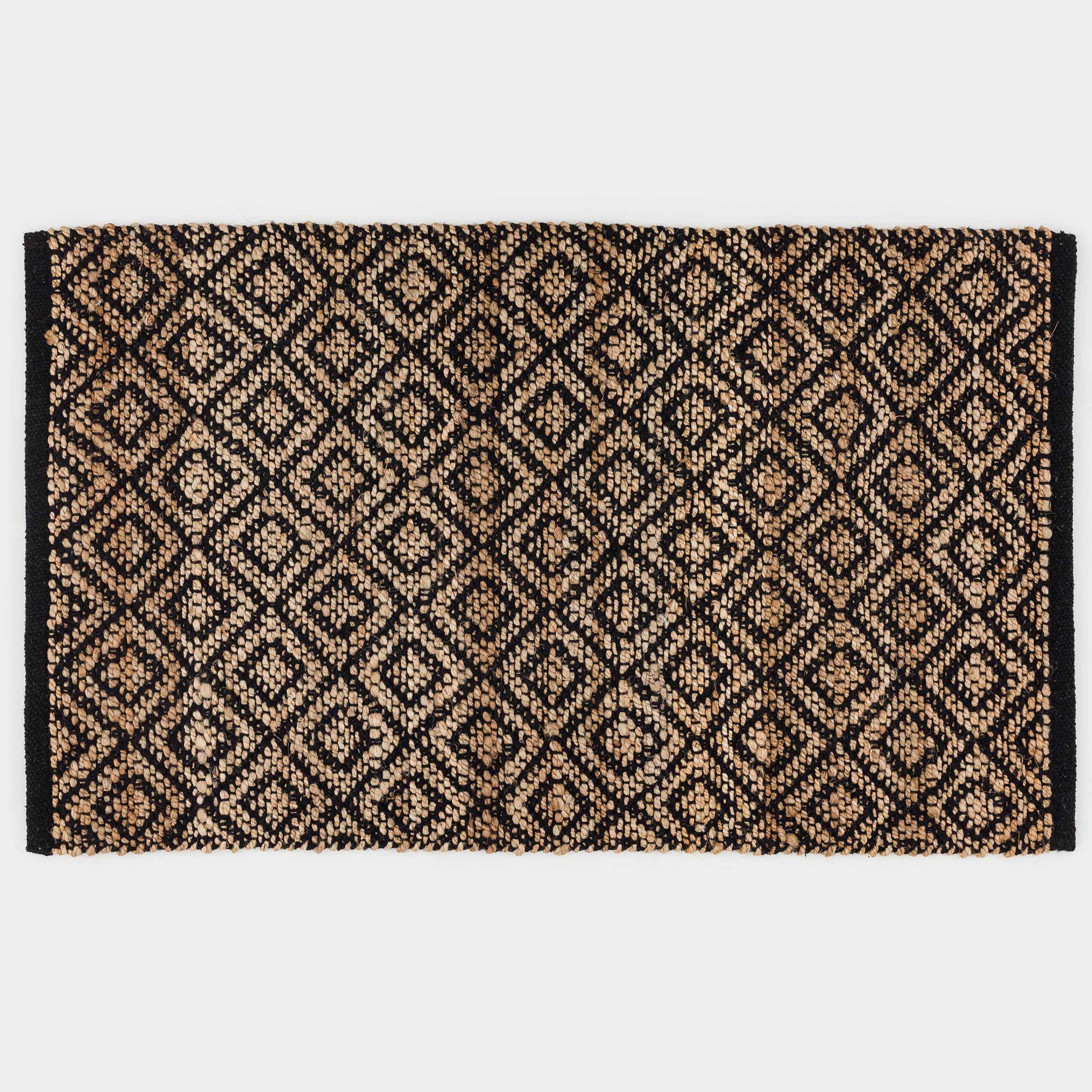 Коврик, 60х100 см, джут/хлопок, песочный/черный, Ромбы, Jute, image-0