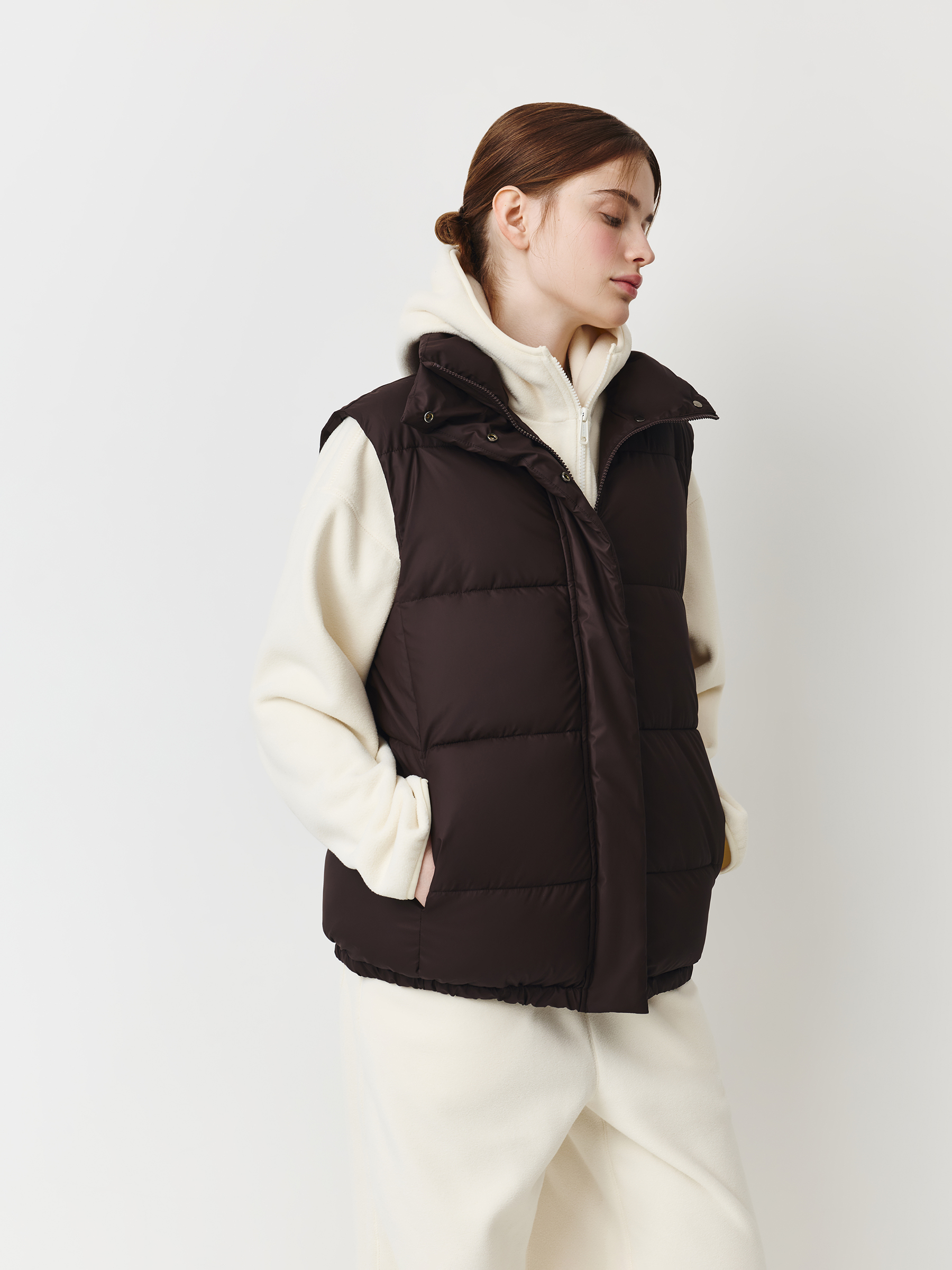 Әйелдер жилеті, size S, сырылған, полиэстер, мокко, Eileen, image-4