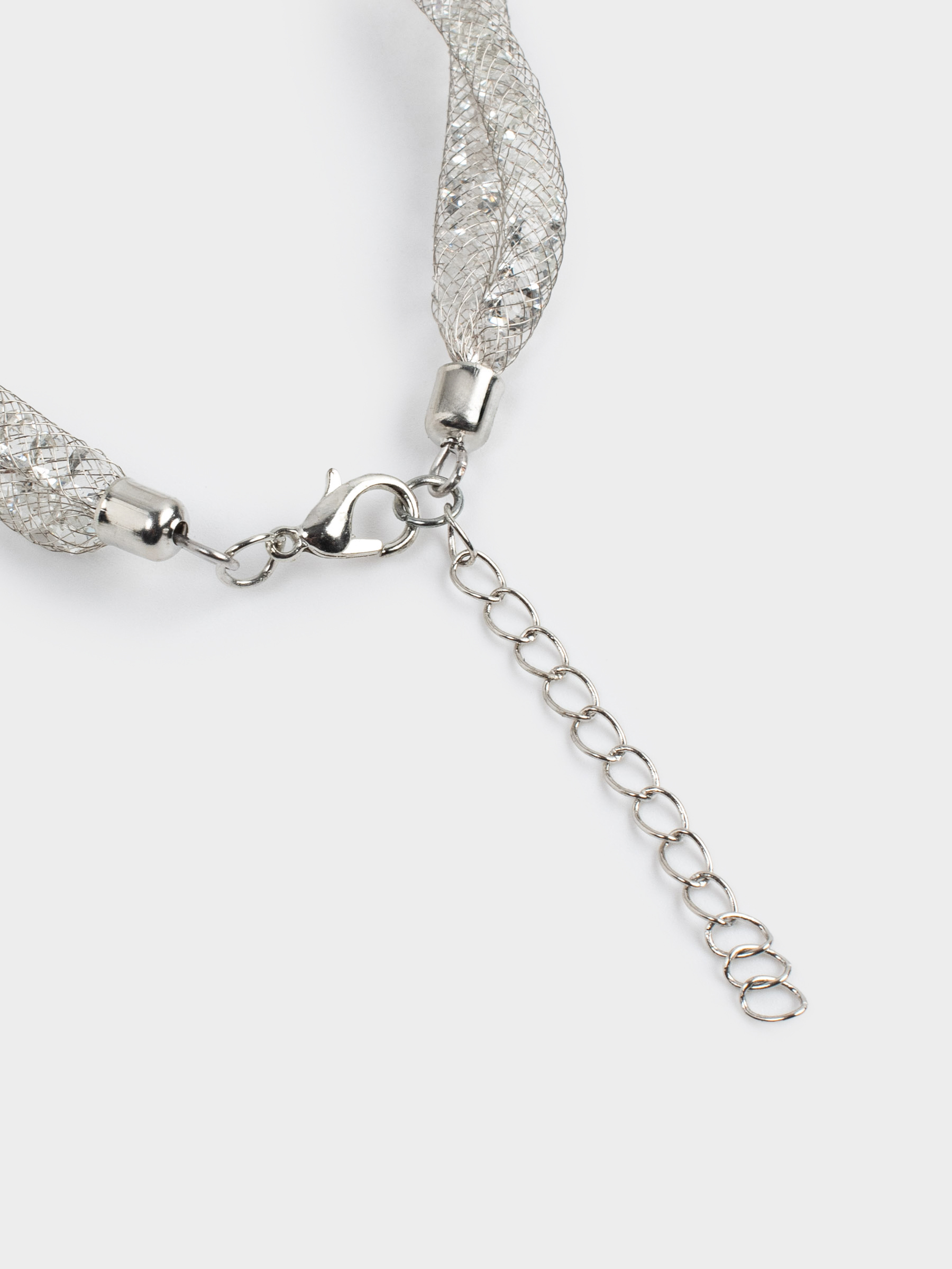 Браслет, 24 см, двойной, металл/стразы, серебристый, Плетение, Jewelry, image-3