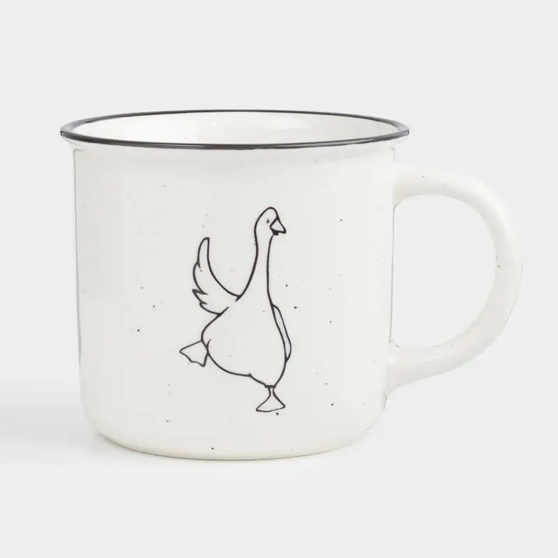 Кружка, 370 мл, фарфор N, молочная, в крапинку, Гусь, Goose
