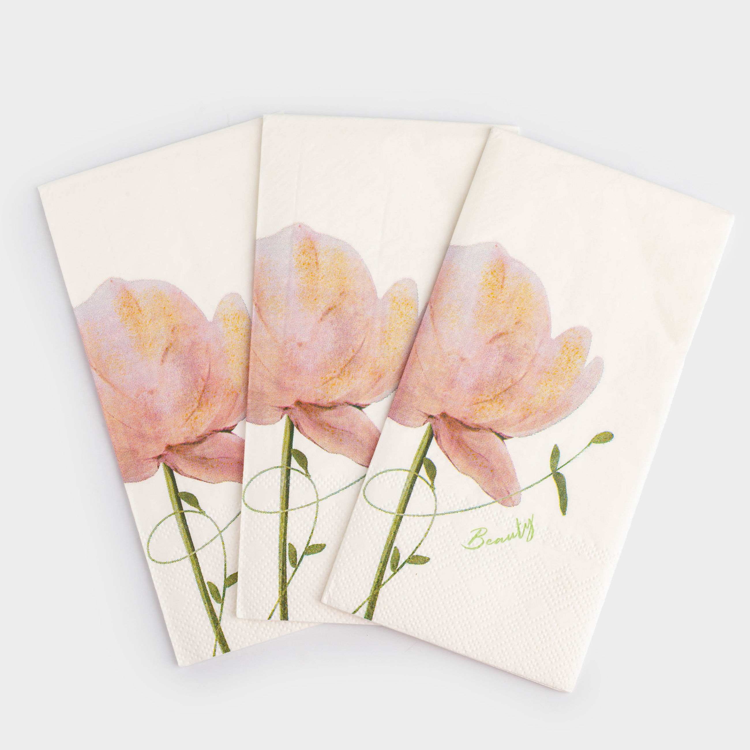 Салфетки бумажные, 33х33 см, 20 шт, прямоугольные, белые, Пион, Peony gold, image-1