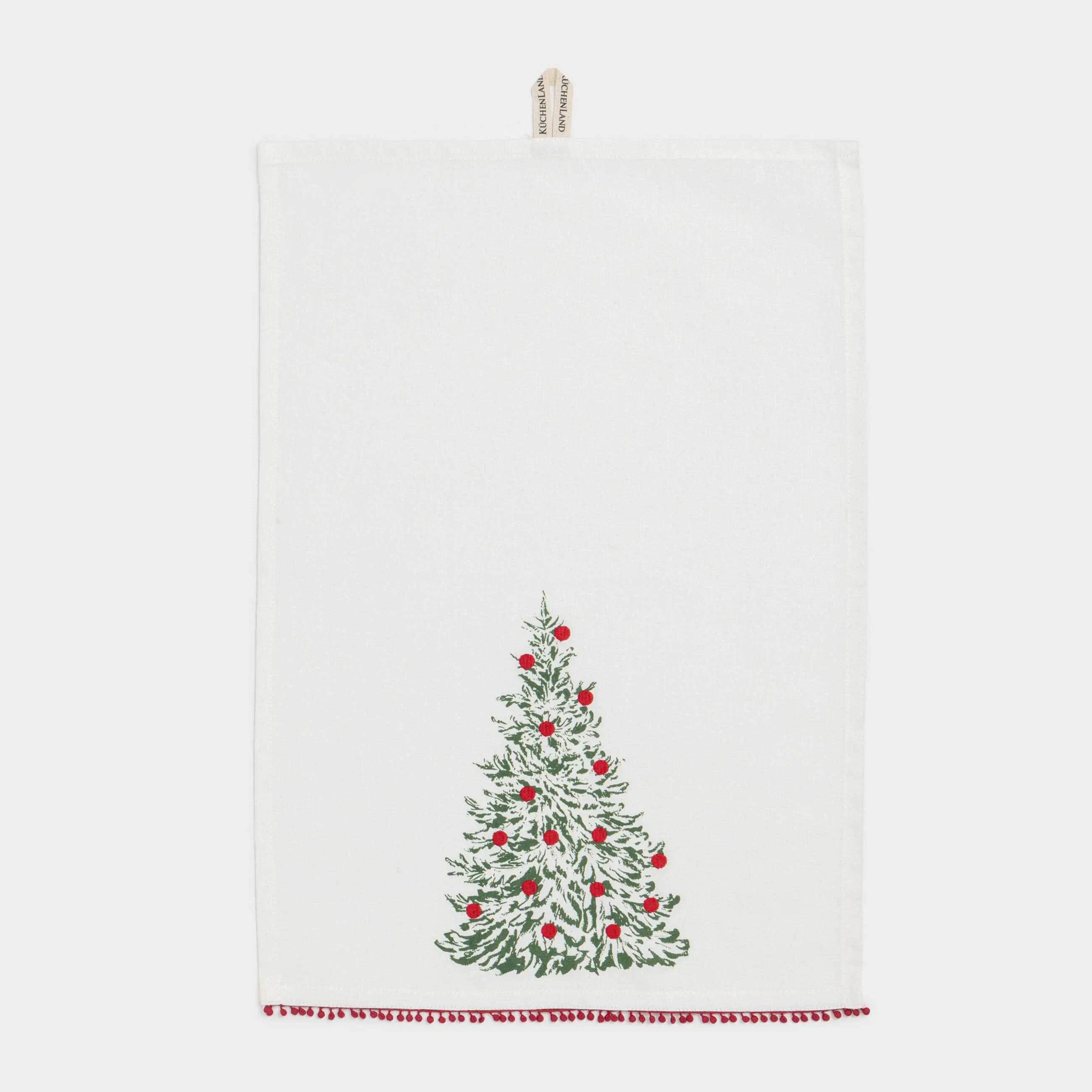 Полотенце кухонное, 40х60 см, хлопок, молочное, Новогодняя елка, Christmas
