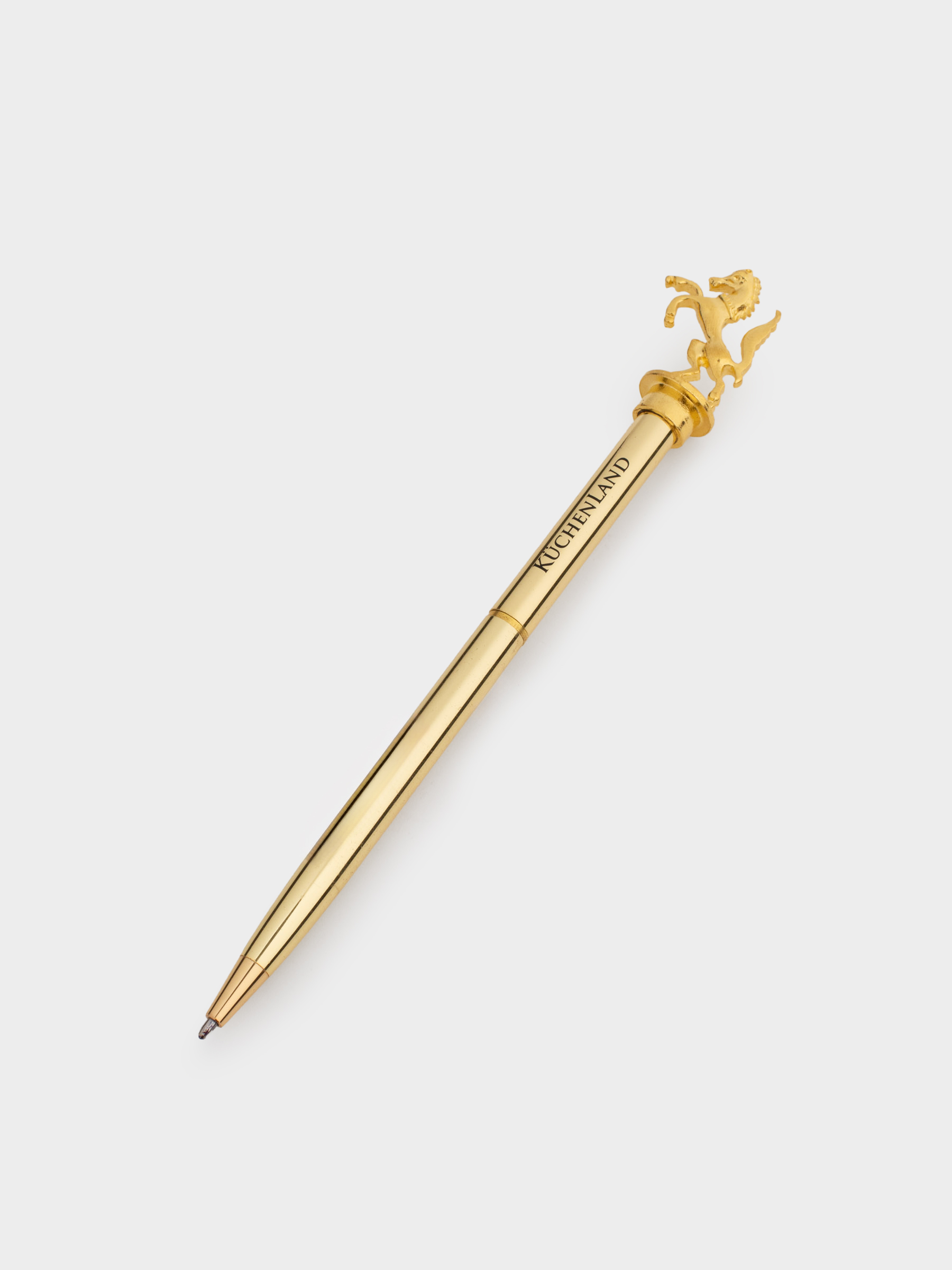Ручка шариковая, 15 см, с фигуркой, сталь, золотистая, Конь, Draw figure, image-1