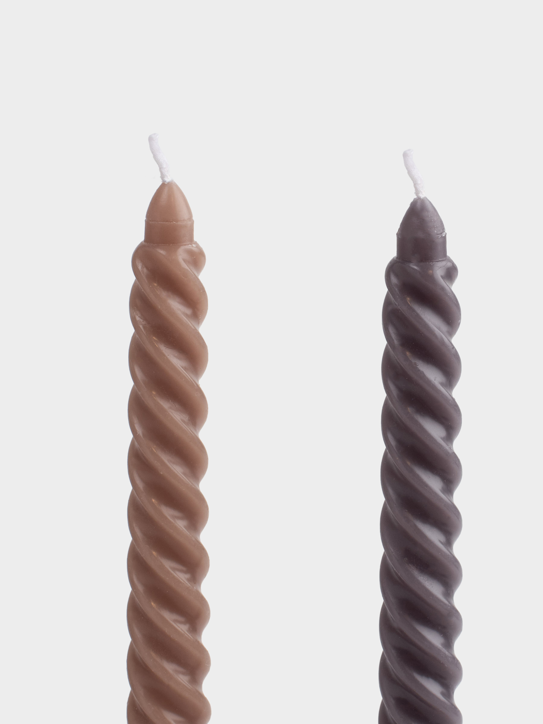 Свеча, 26 см, 4 шт, тонкая, коричневый микс, Спираль, Spiral shape, image-1