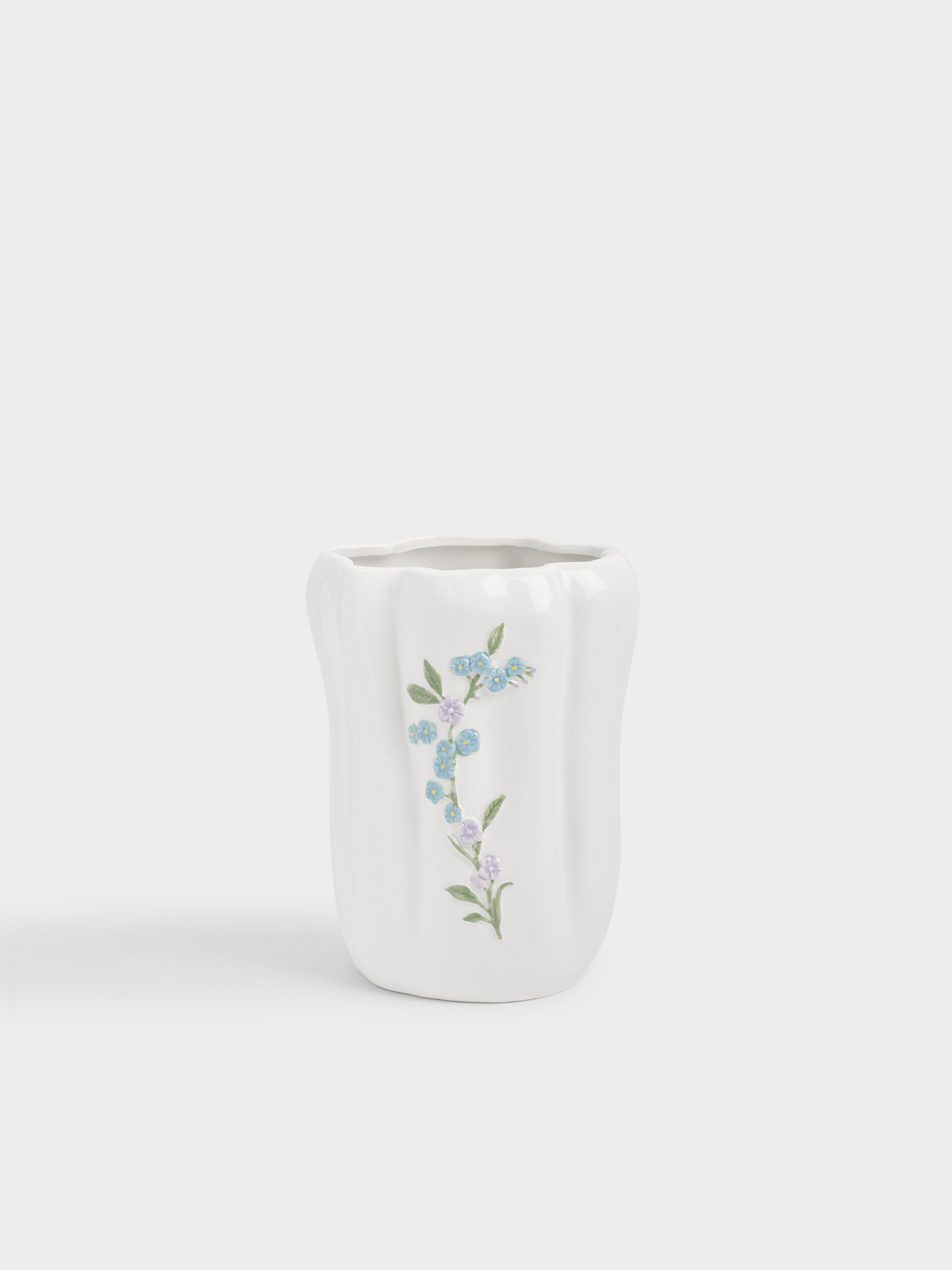 Гүл вазасы, 20 см, керамика, ақ, Ботакөз, Crumple flower