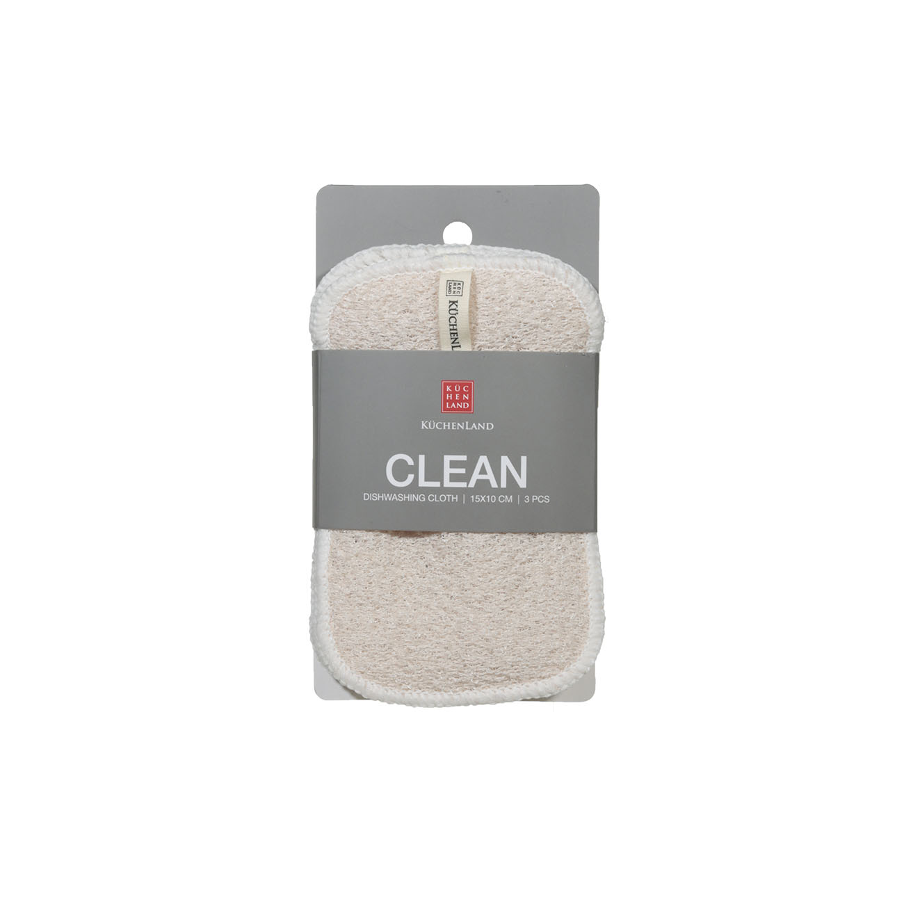 Тряпка для мытья посуды, 15x10 см, 3 шт, натуральное волокно, бежевая, Clean, image-1