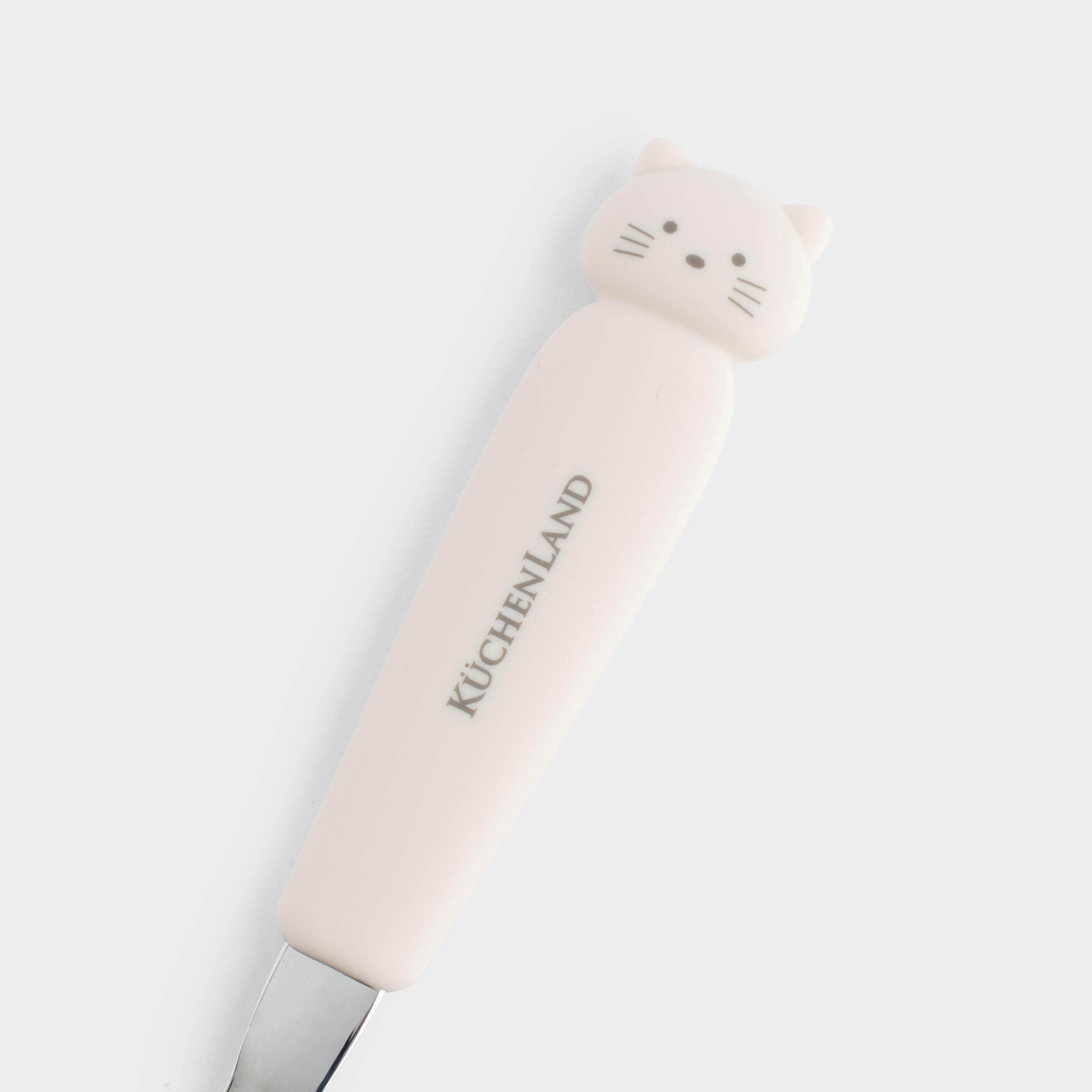 Ложка, детская, 14 см, сталь/силикон, бежевая, Кошка, Kiddy, image-3