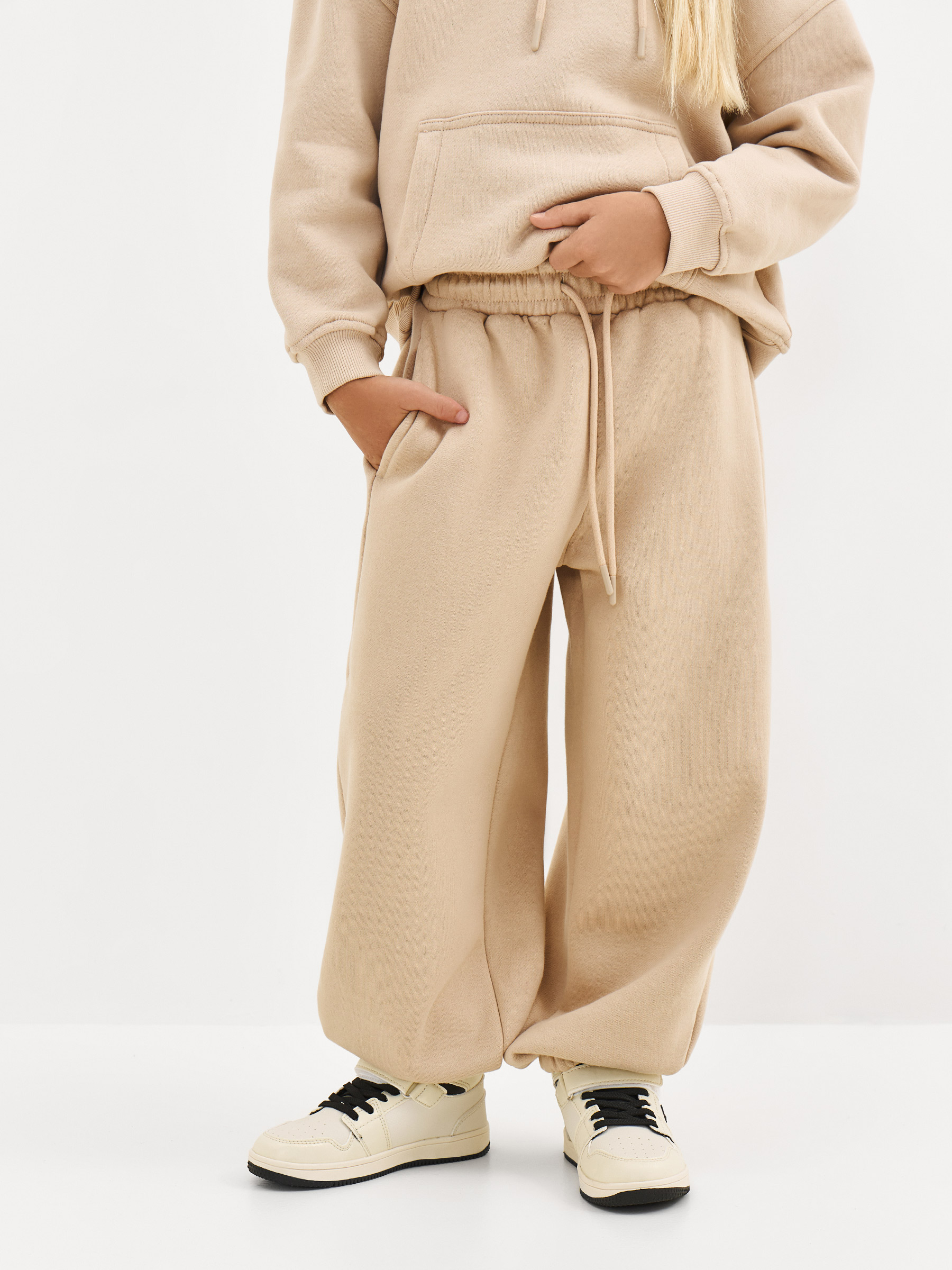 Брюки детские, для девочек, бежевые, Abia, image-1