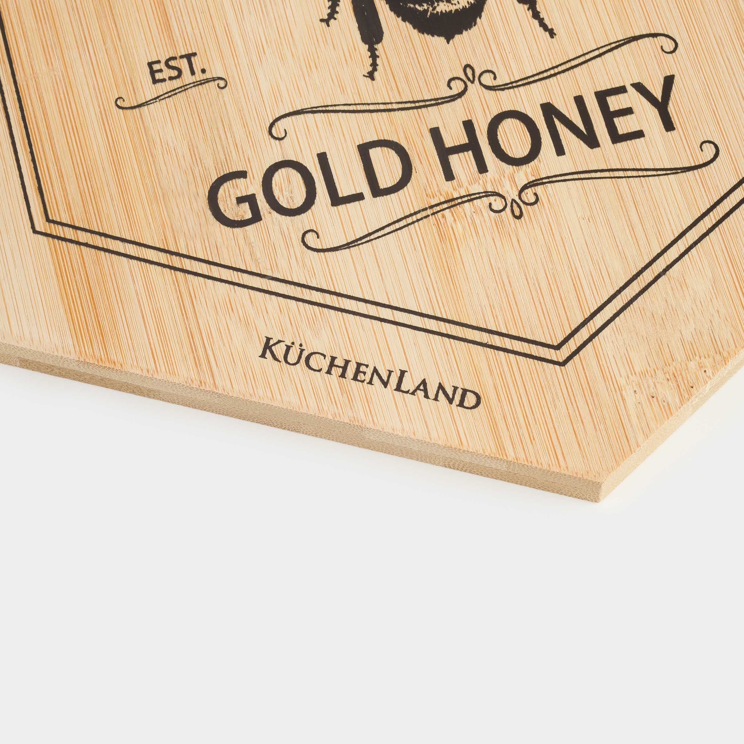 Доска разделочная, 25x22 см, бамбук, шестиугольная, Пчела, Honey, image-3